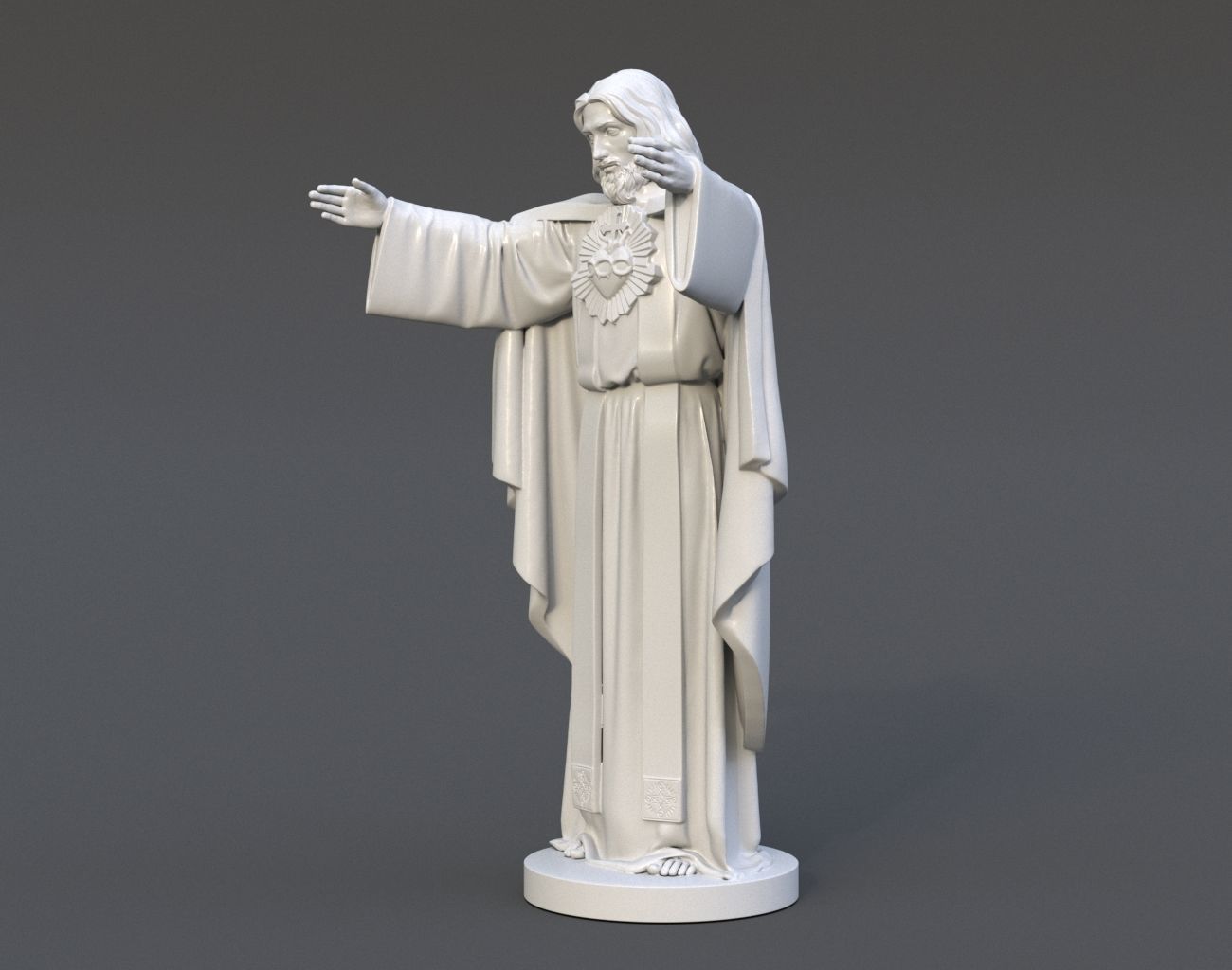 Jesus Sacred Heart Statue 220521 3D print model_3