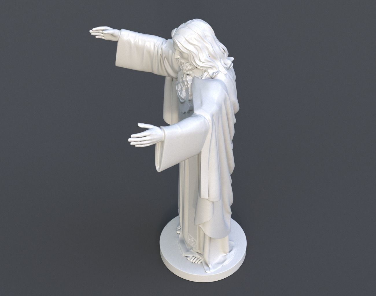 Jesus Sacred Heart Statue 220521 3D print model_14