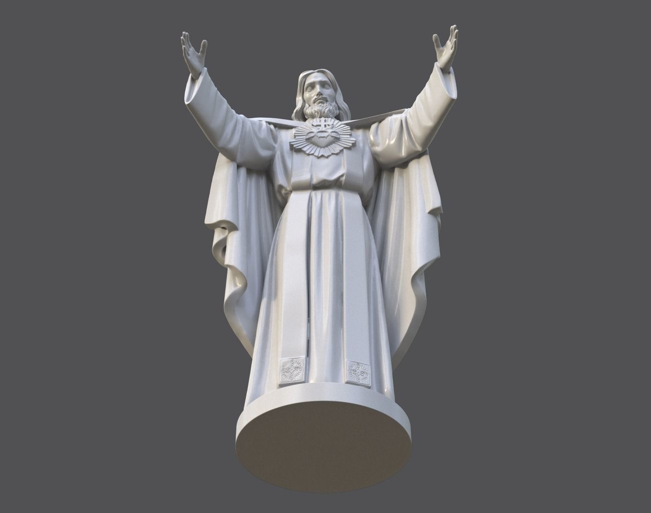 Jesus Sacred Heart Statue 220521 3D print model_21