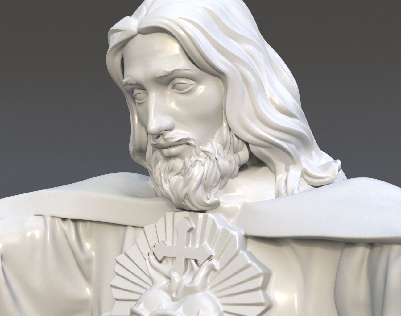 Jesus Sacred Heart Statue 220521 3D print model_11