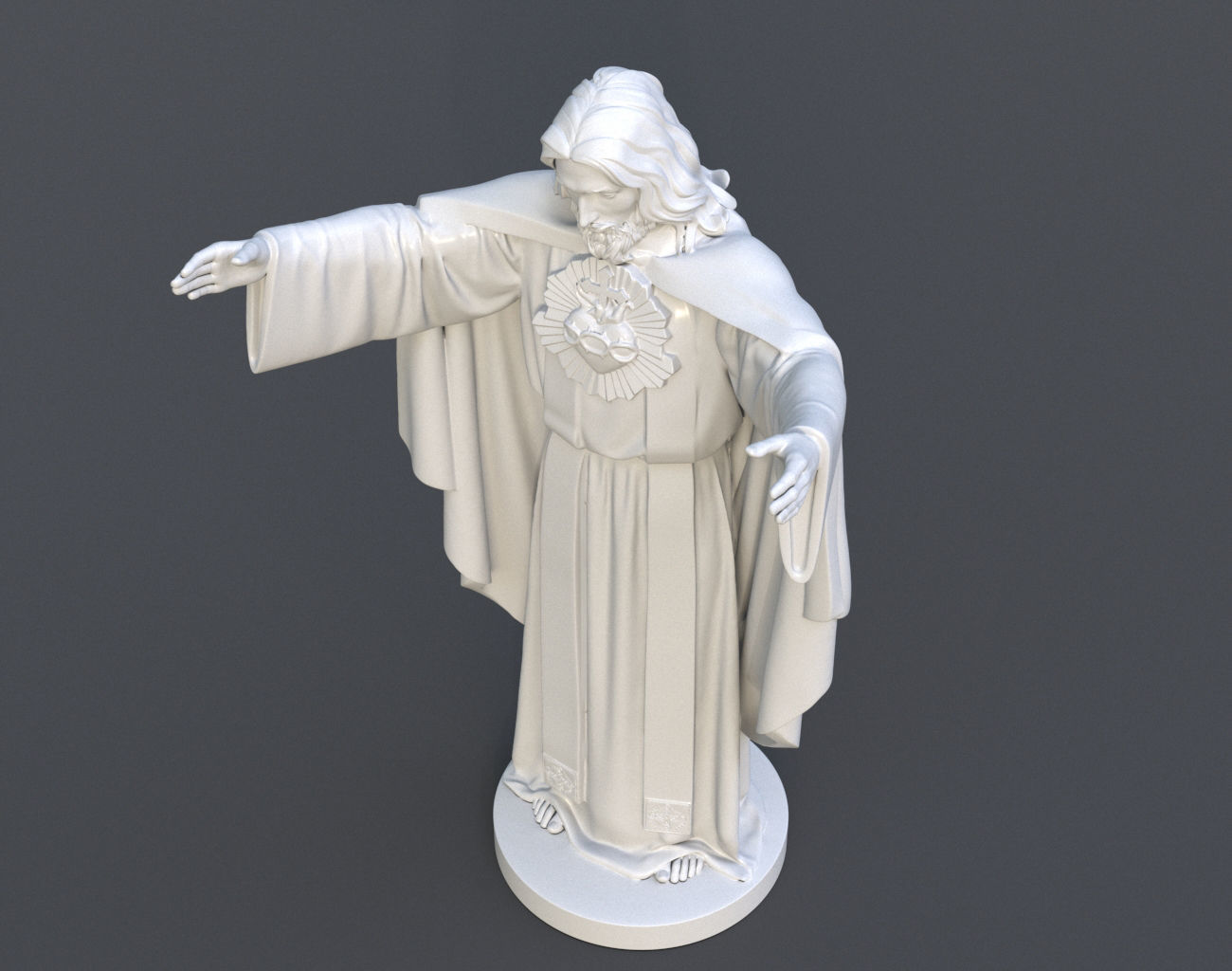 Jesus Sacred Heart Statue 220521 3D print model_13