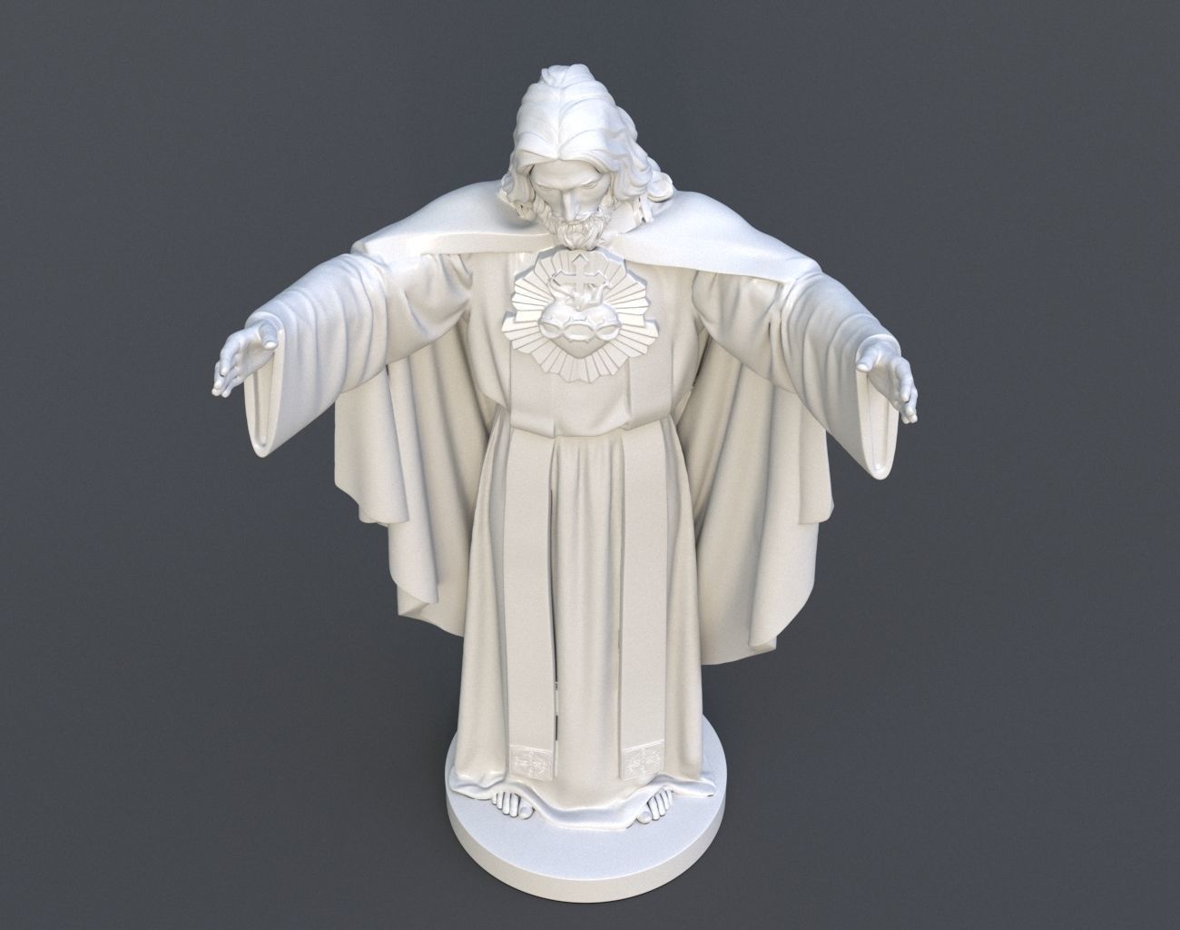 Jesus Sacred Heart Statue 220521 3D print model_12