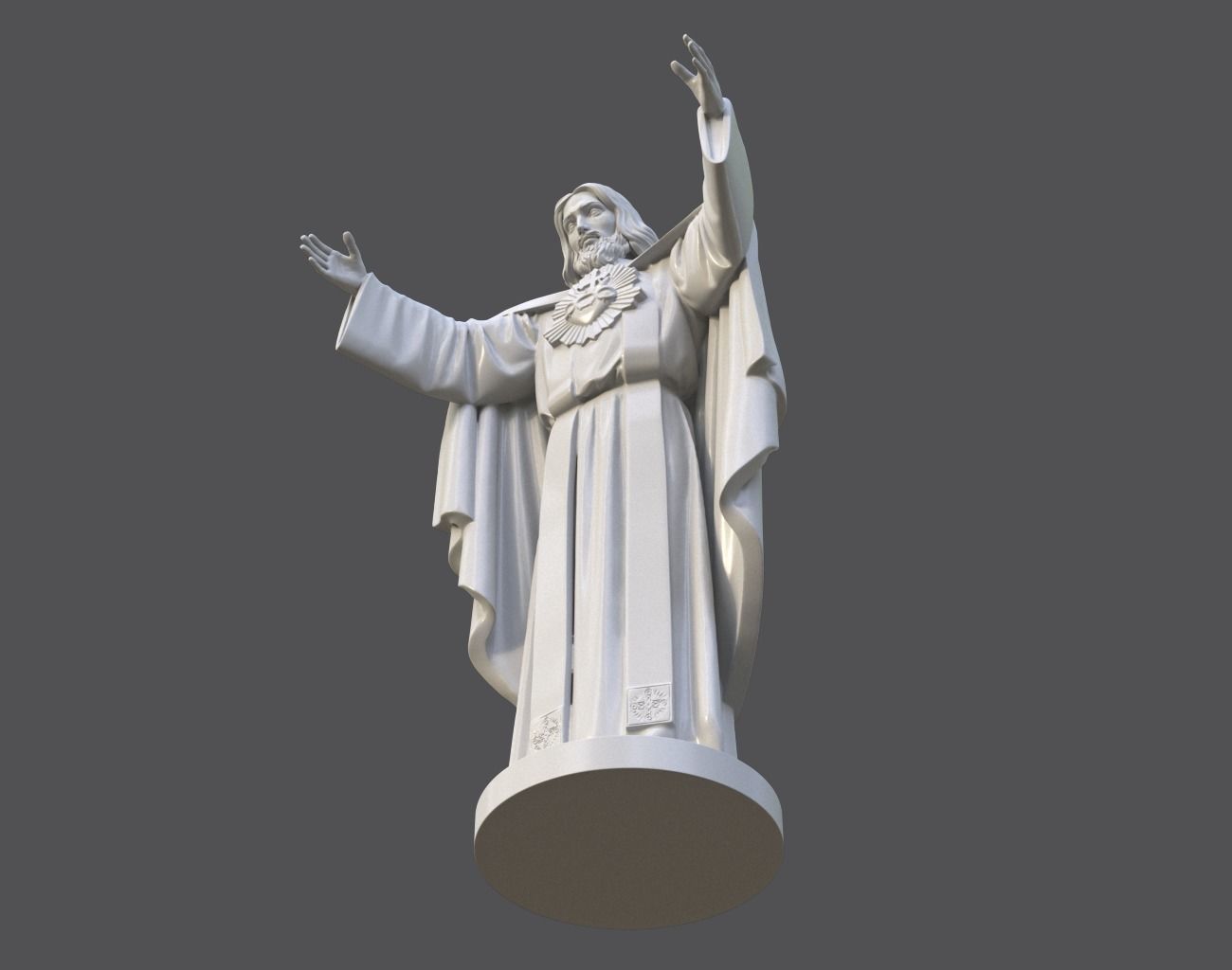 Jesus Sacred Heart Statue 220521 3D print model_22