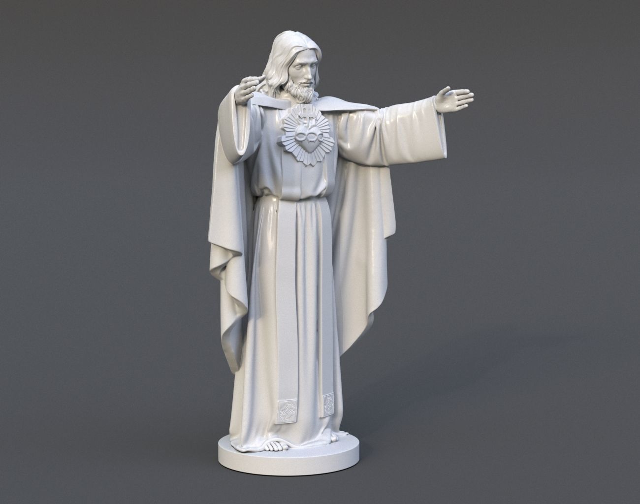 Jesus Sacred Heart Statue 220521 3D print model_9