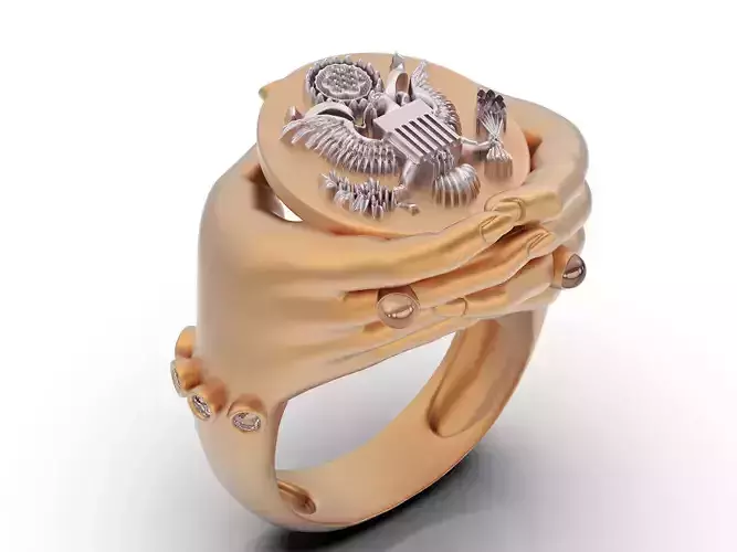 American eagle man ring gold jewelry printable 3D model