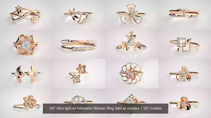 357 Ultra light wt minimalist Women Ring 3dm stl renders  3D Model Collection