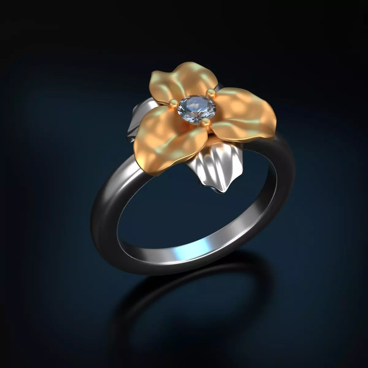 Two Part Printable Flower Ring 3D print model