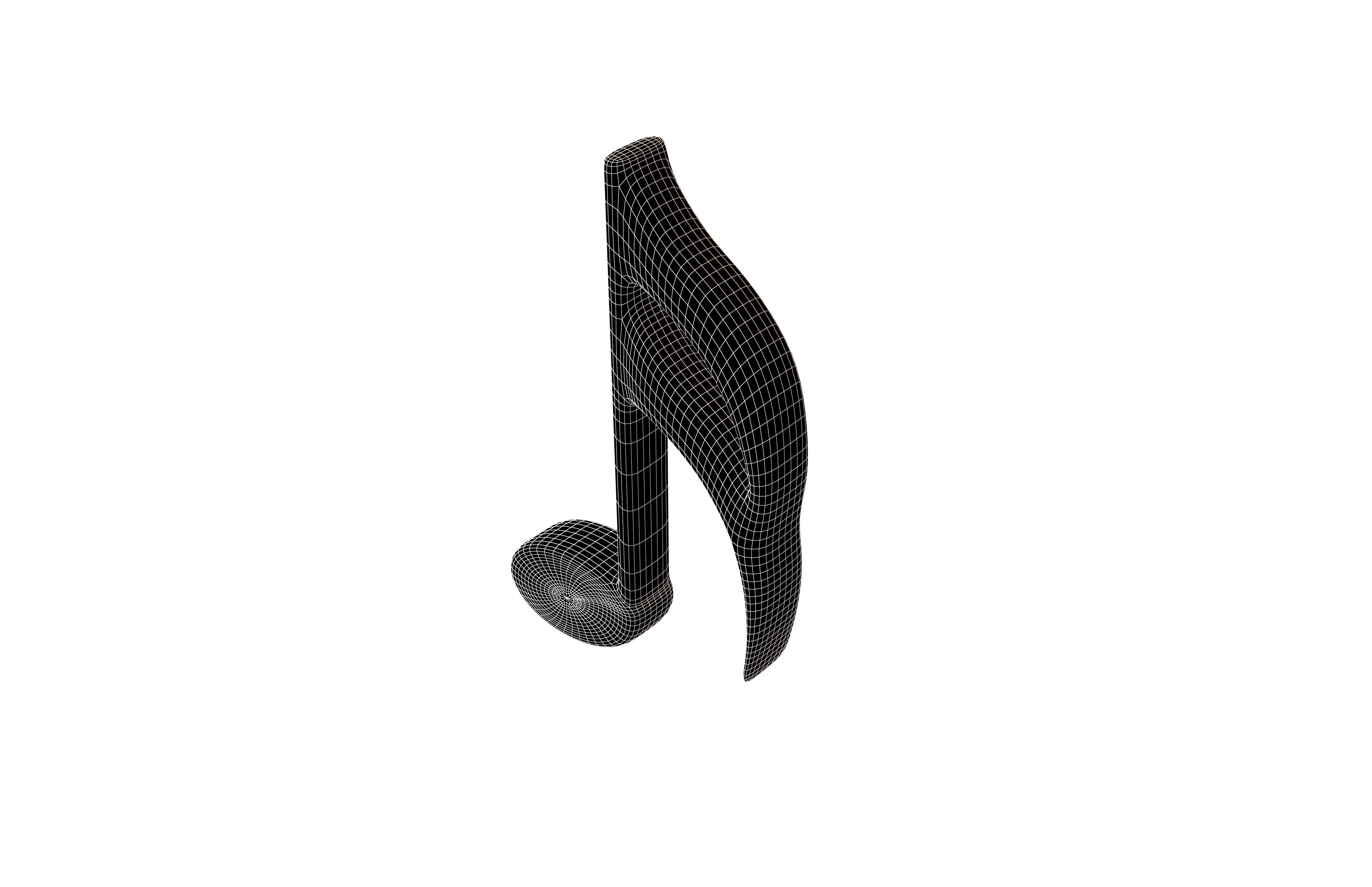 Musical Note Sixteenth Note Symbol v1 001 Low-poly 3D model_5