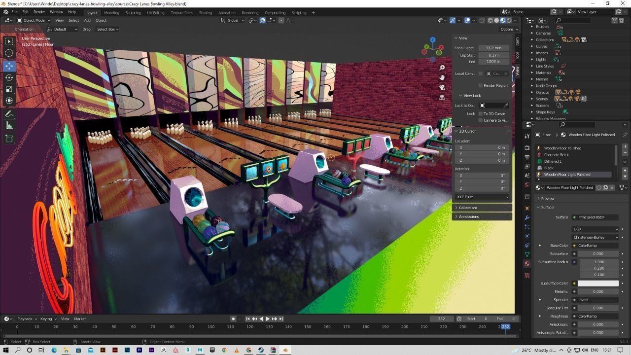 Bowling Alley Low-poly 3D model_2