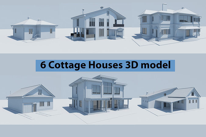  Cottage Houses  Collection  Low-poly 3D model