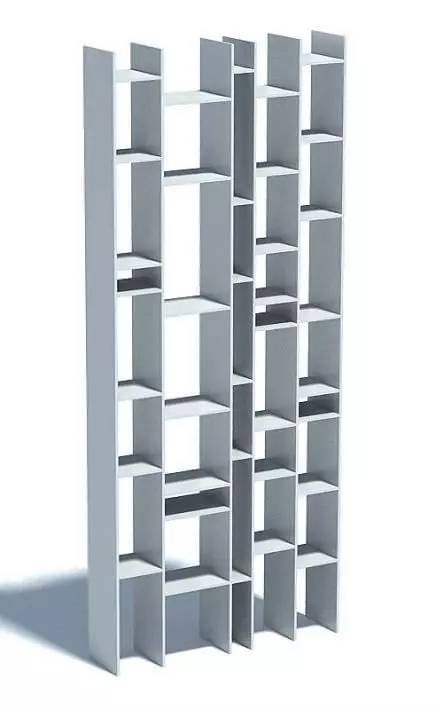White Puzzle Shelf System 3D model_0