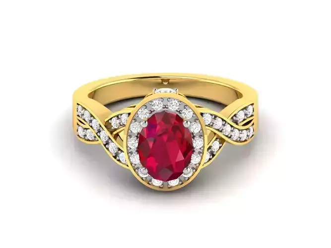 Solitaire Engagement Oval Ring 3D print model