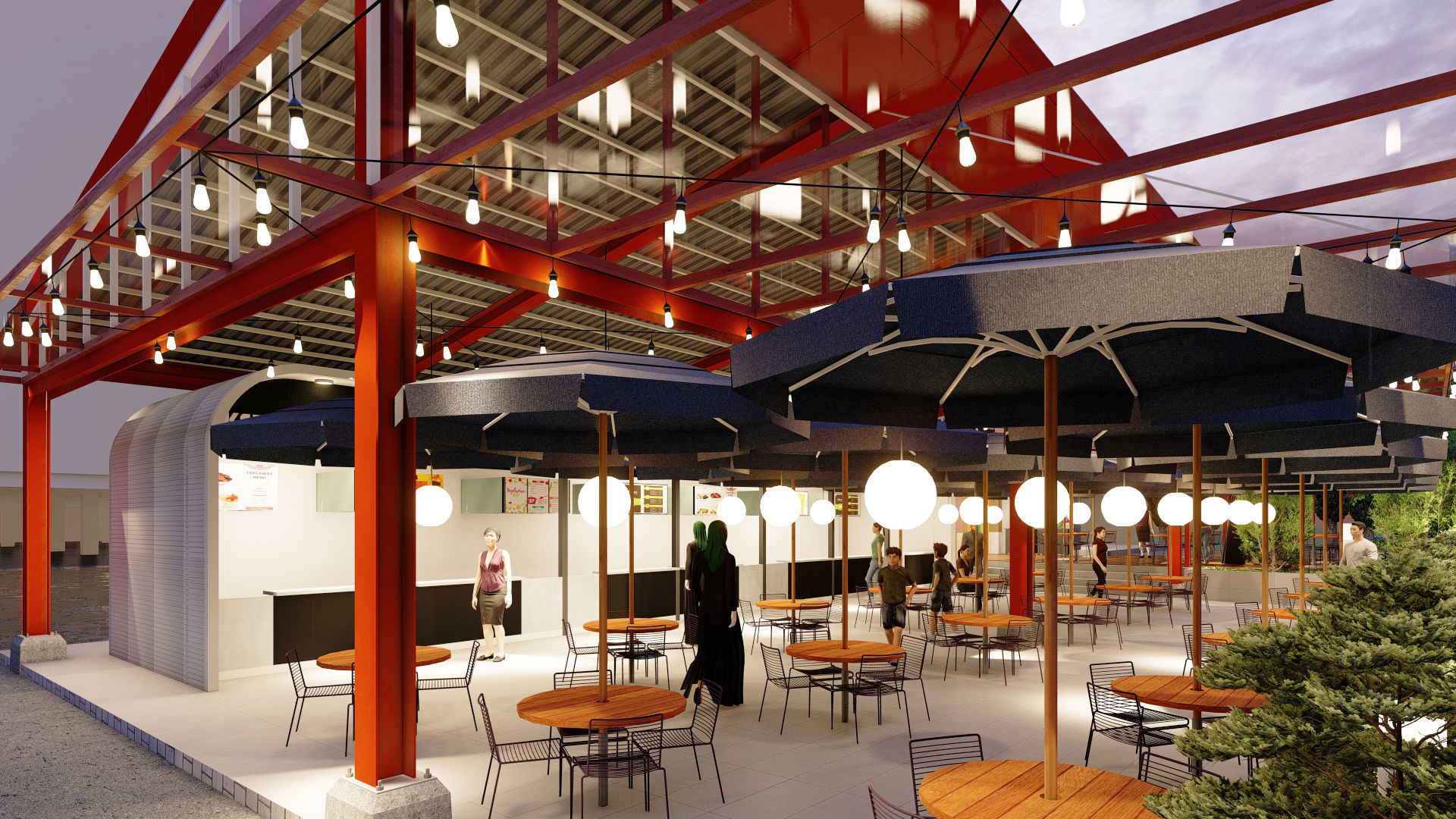 tenant and seating area concept visual 3D model with lumion 3D model_3