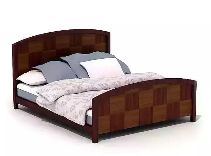 Classic Wooden Checked Bed