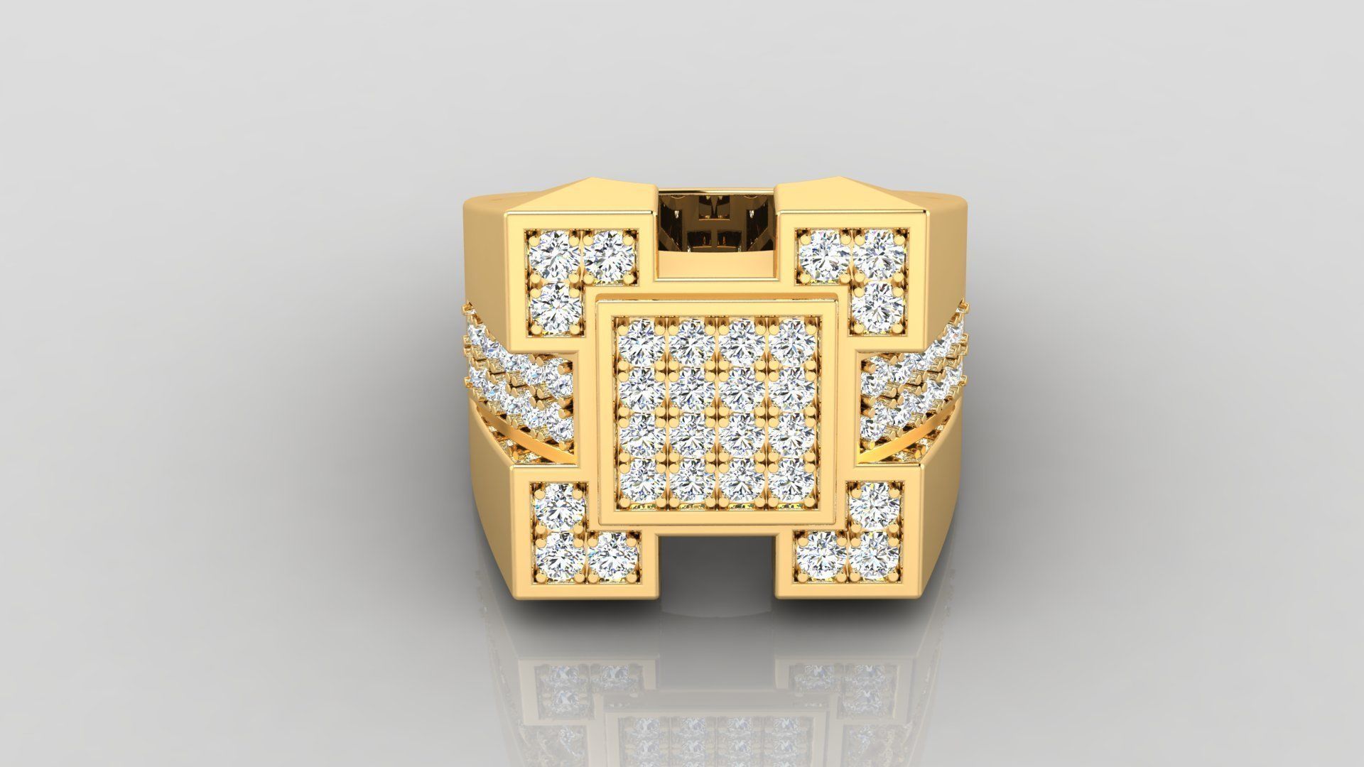 Ring M32 Mens luxury ring with gem 3D print model_6