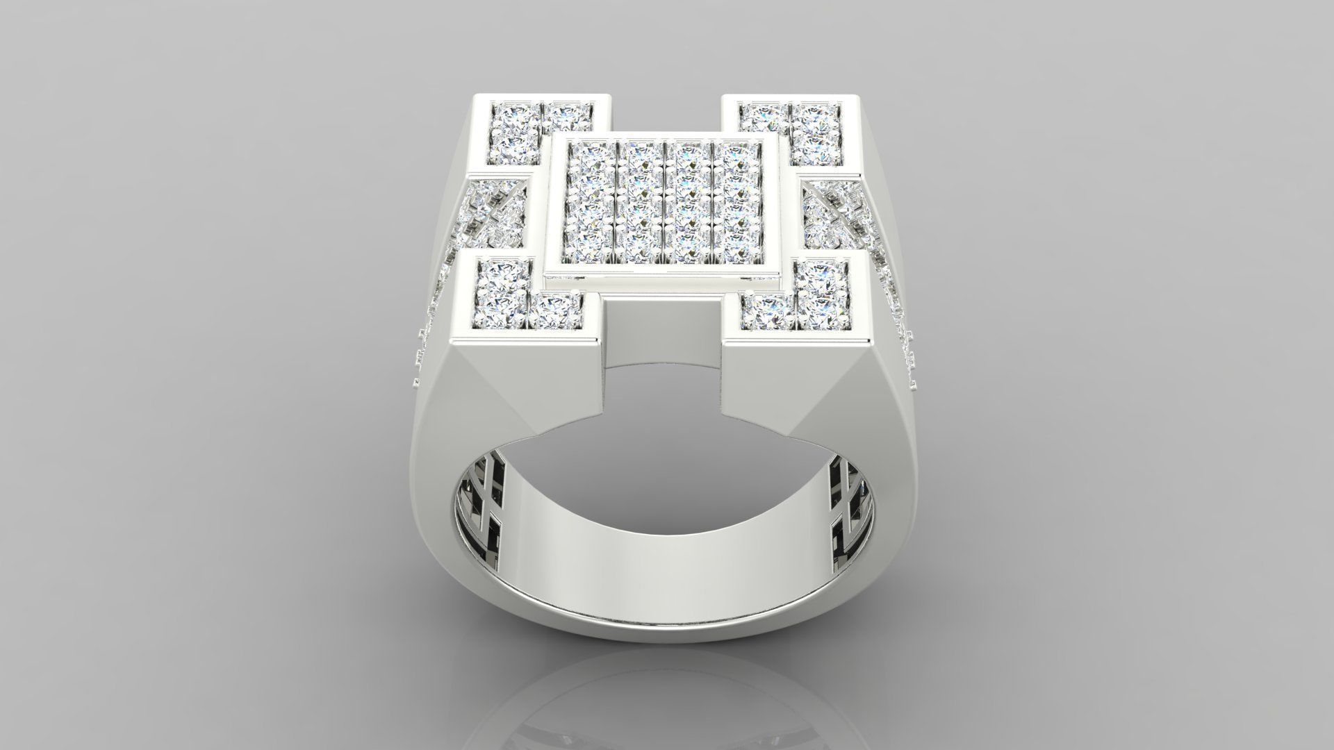 Ring M32 Mens luxury ring with gem 3D print model_21