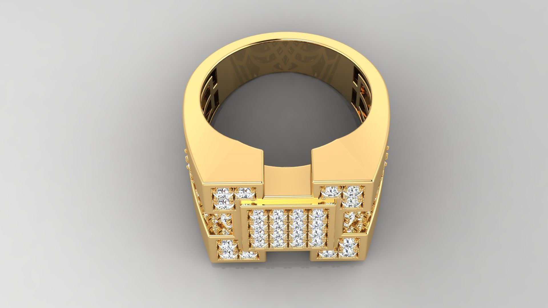 Ring M32 Mens luxury ring with gem 3D print model_9