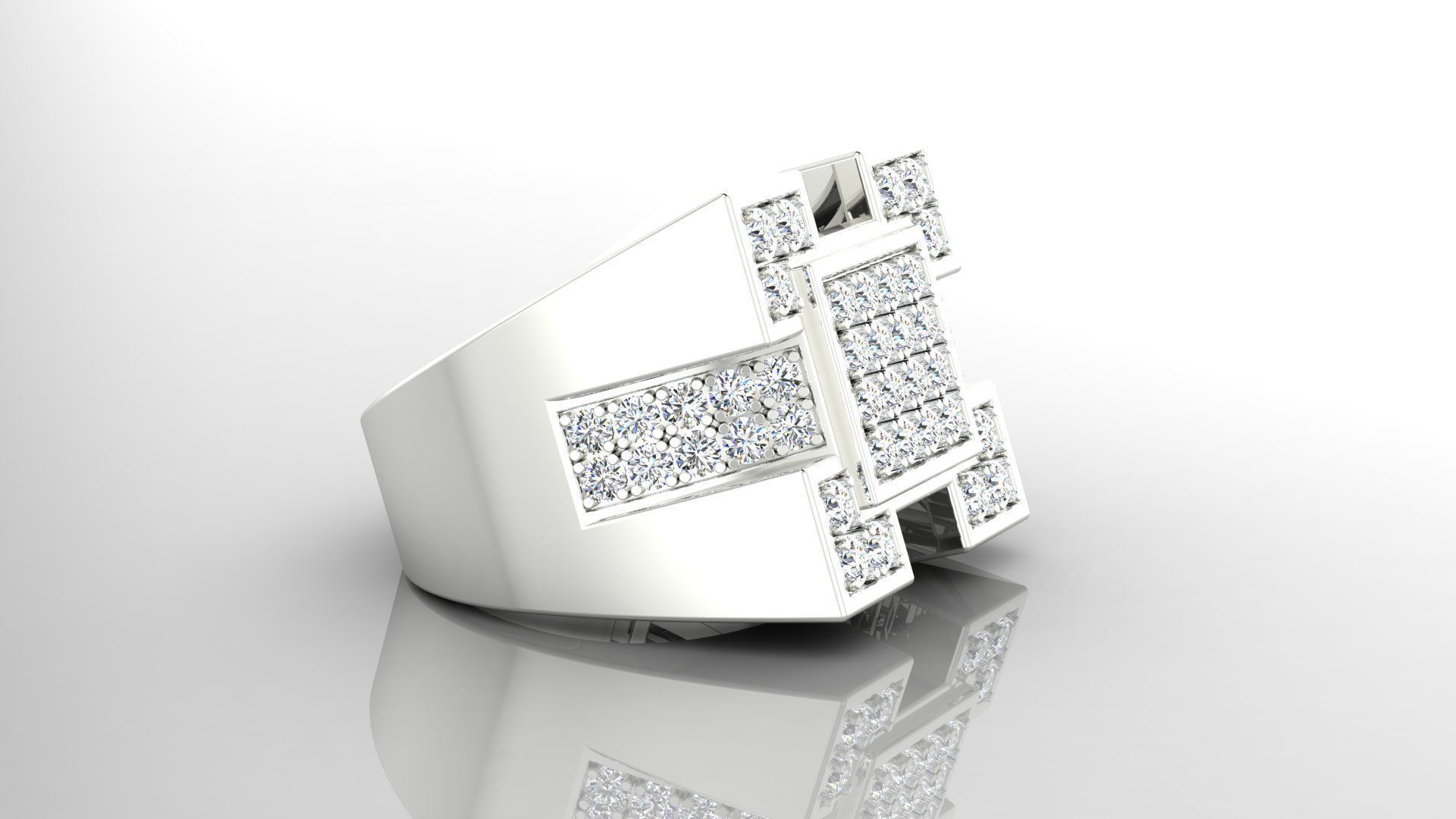 Ring M32 Mens luxury ring with gem 3D print model_26