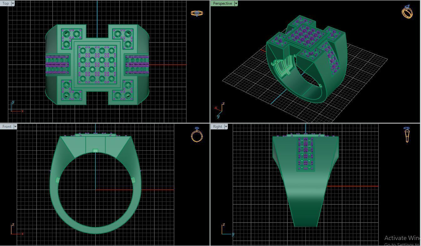 Ring M32 Mens luxury ring with gem 3D print model_29
