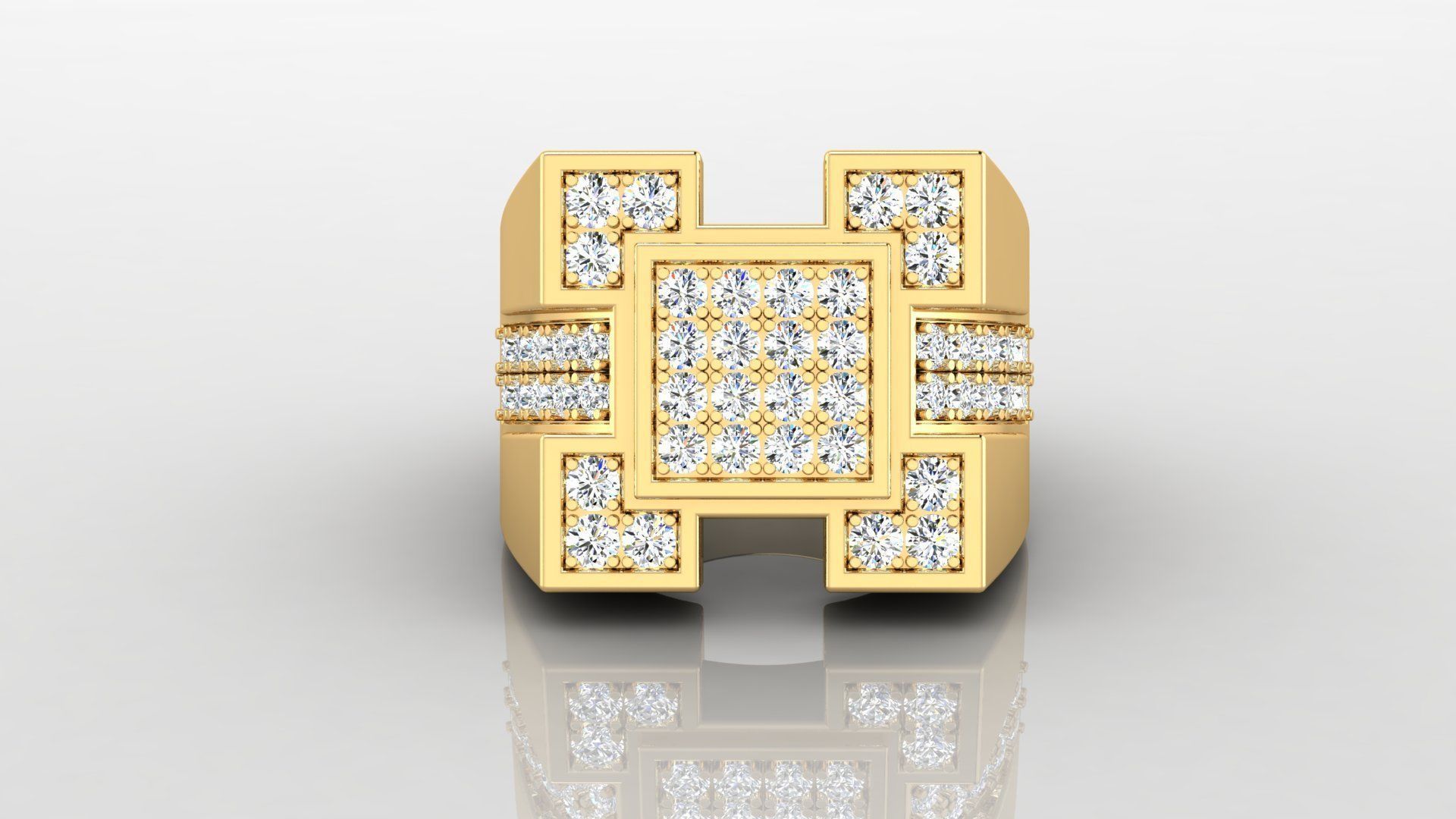 Ring M32 Mens luxury ring with gem 3D print model_7