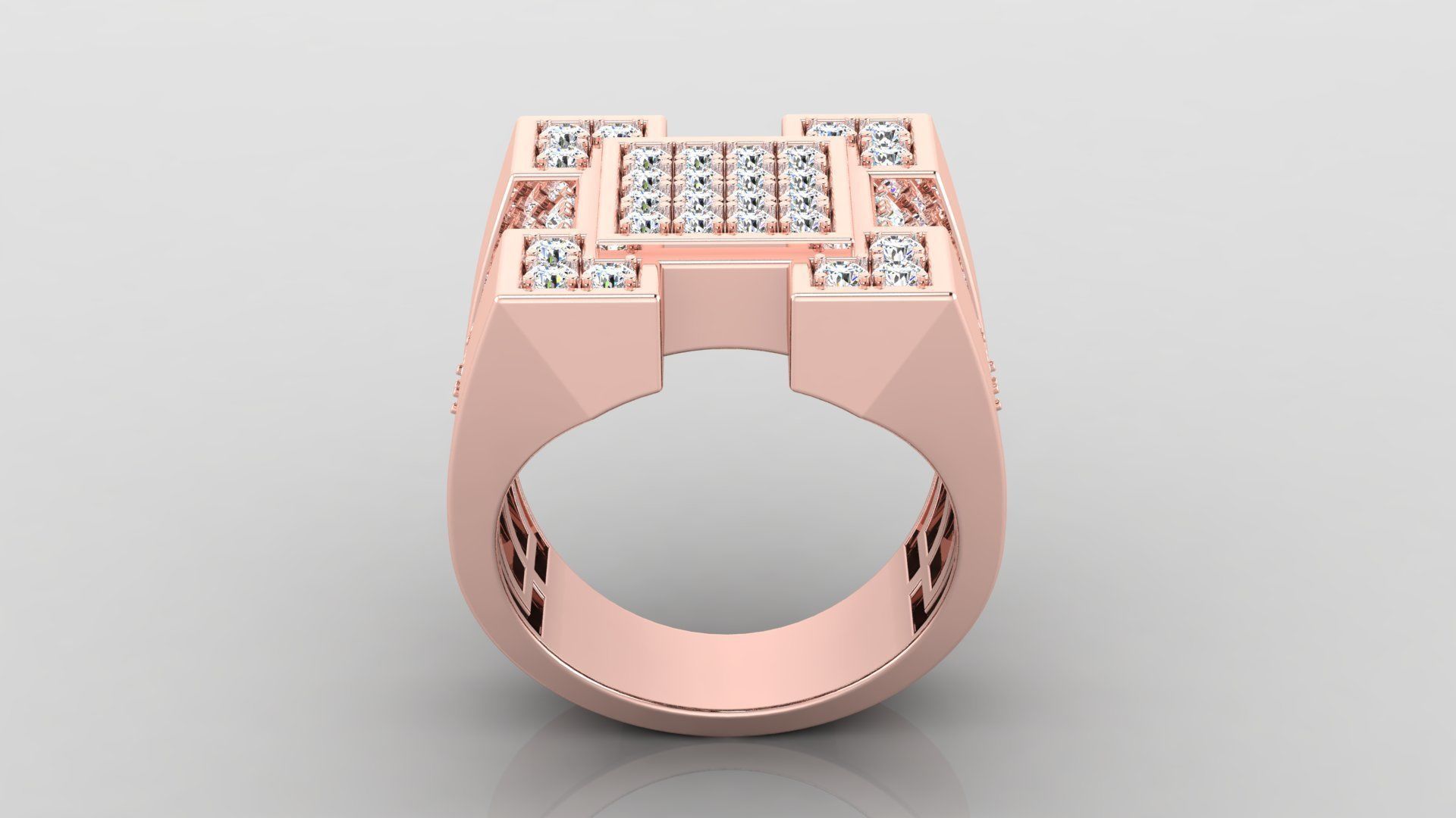Ring M32 Mens luxury ring with gem 3D print model_12
