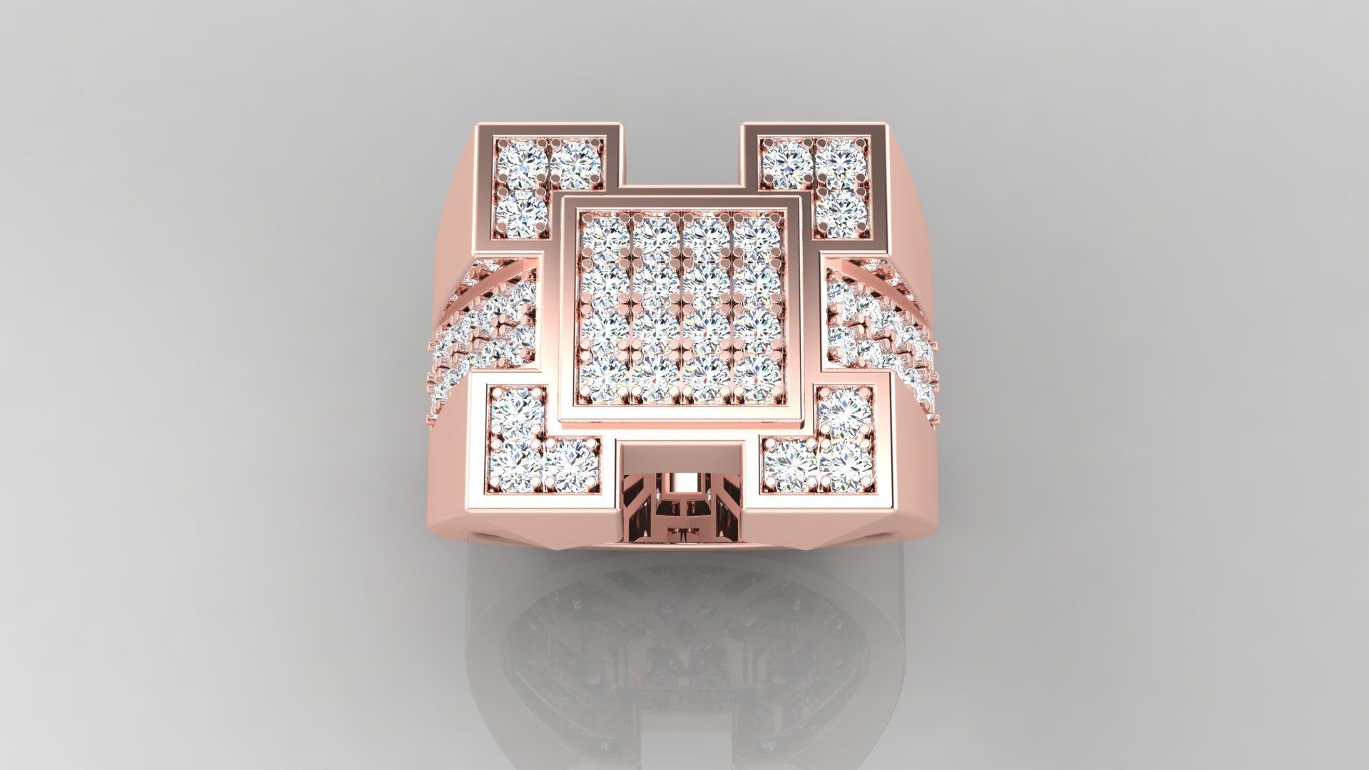 Ring M32 Mens luxury ring with gem 3D print model_14