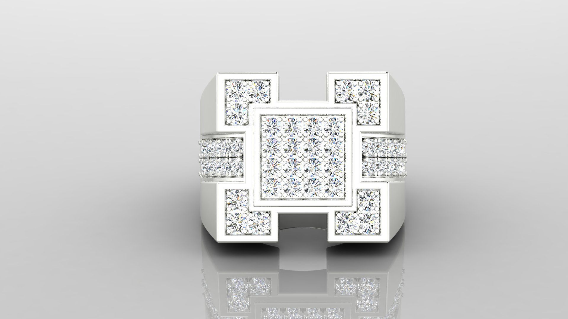 Ring M32 Mens luxury ring with gem 3D print model_24