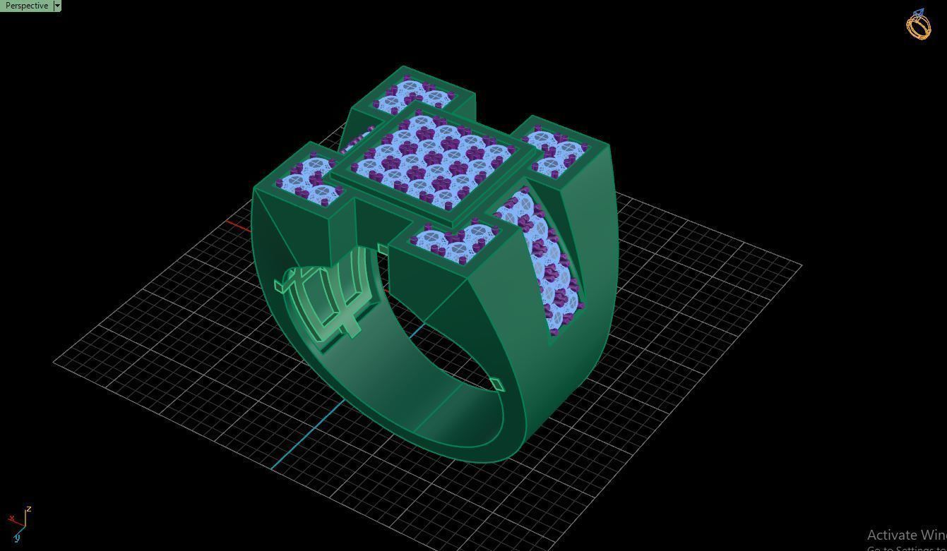 Ring M32 Mens luxury ring with gem 3D print model_41