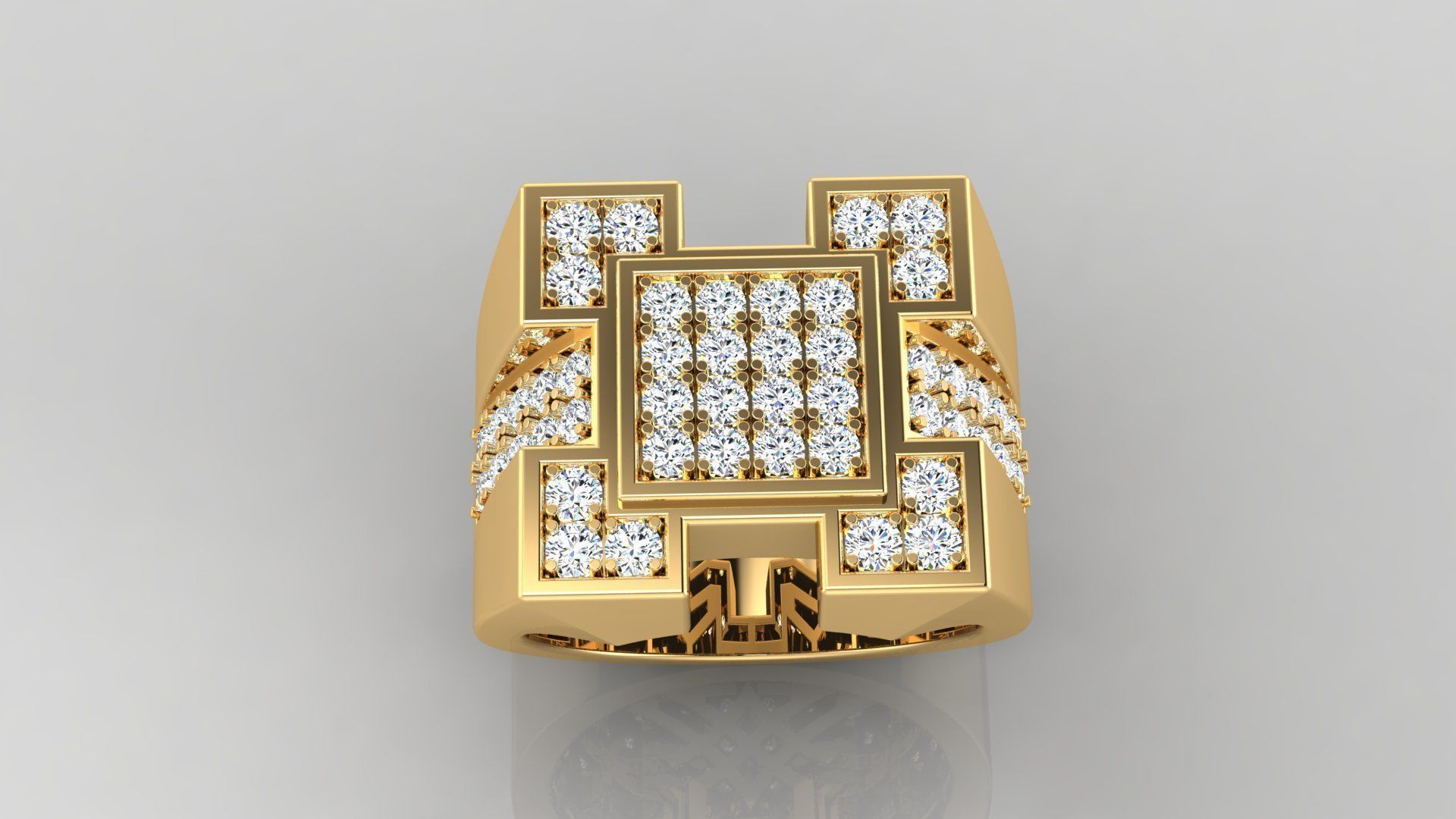 Ring M32 Mens luxury ring with gem 3D print model_4