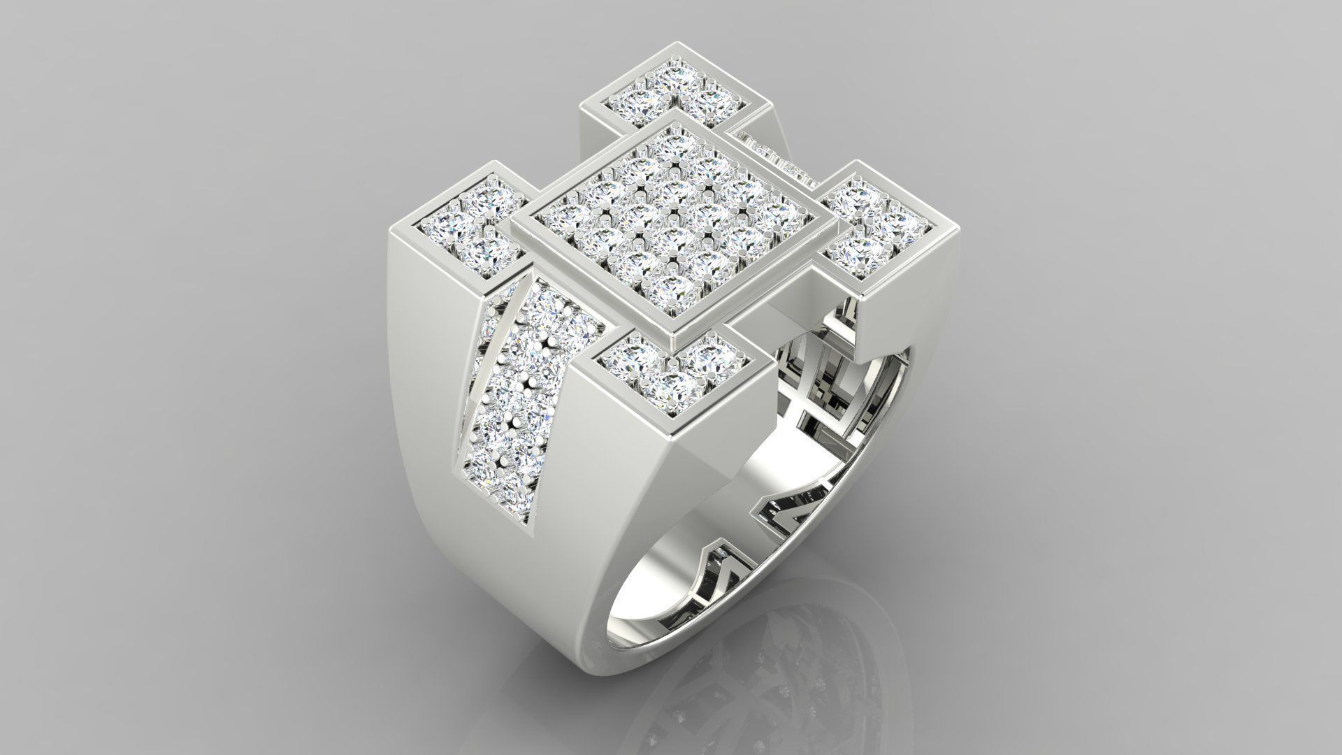 Ring M32 Mens luxury ring with gem 3D print model_23