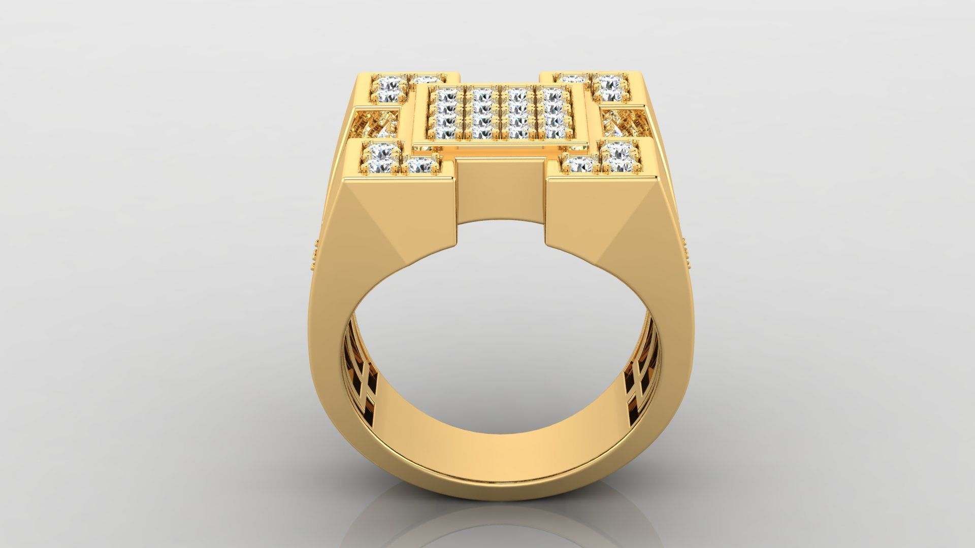 Ring M32 Mens luxury ring with gem 3D print model_3