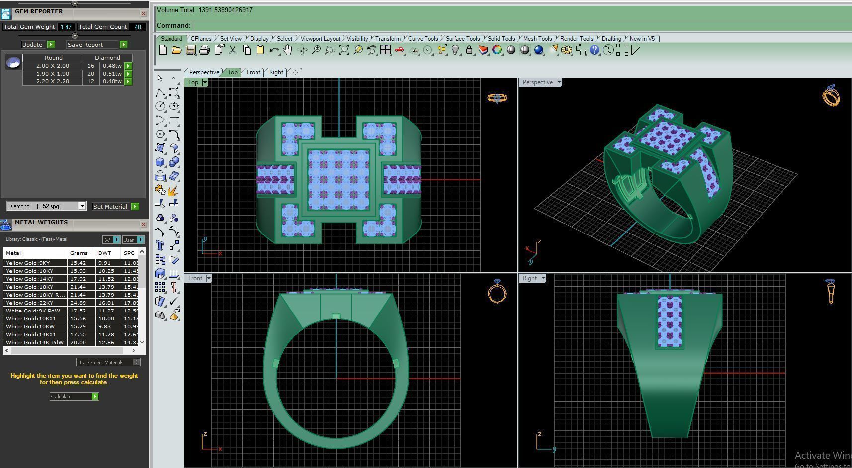 Ring M32 Mens luxury ring with gem 3D print model_37