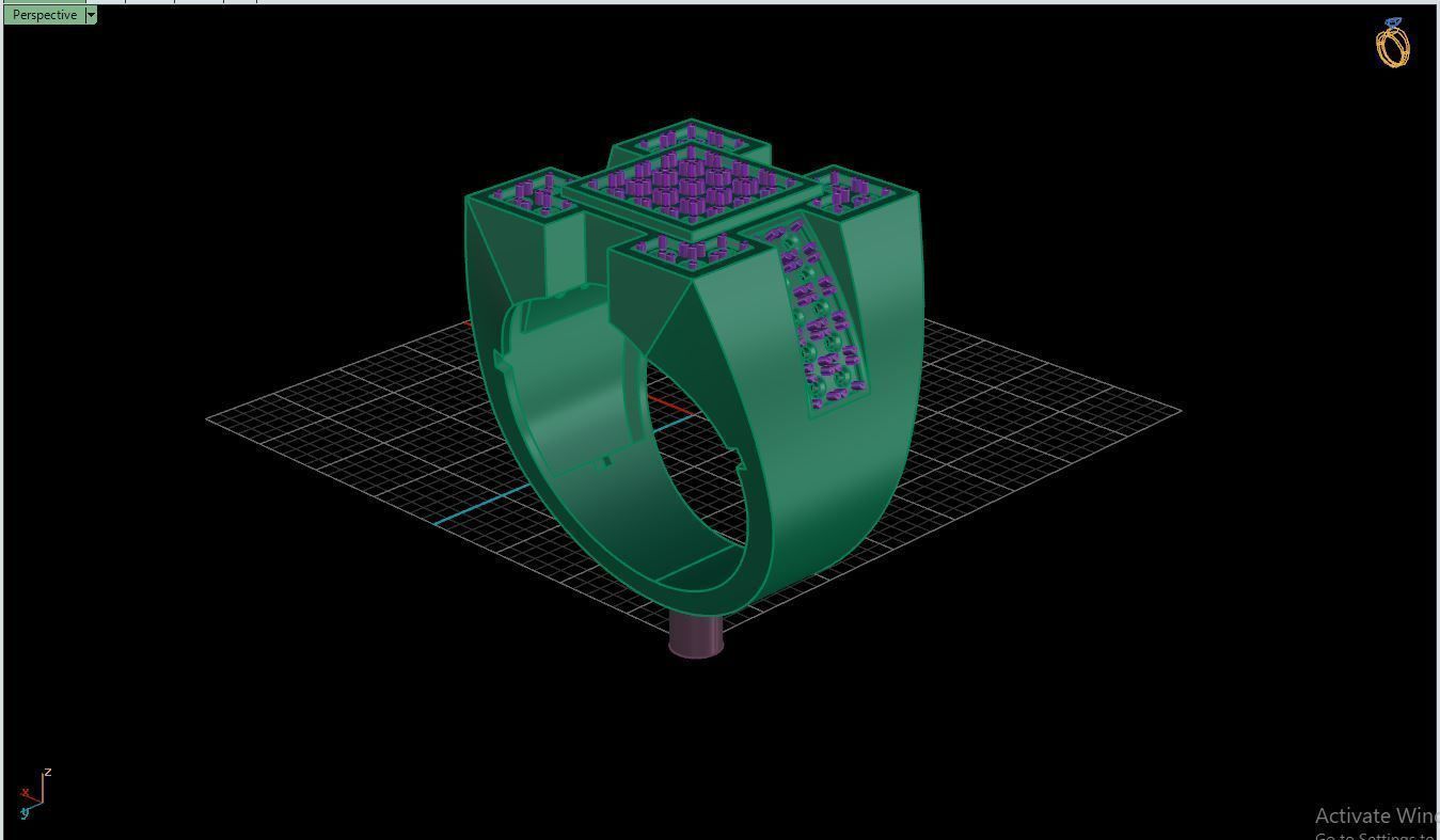 Ring M32 Mens luxury ring with gem 3D print model_44
