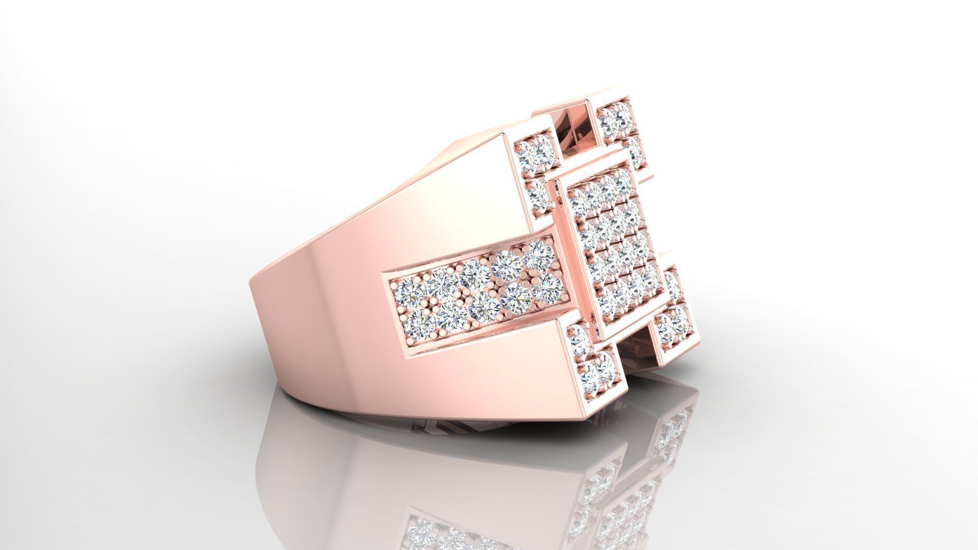 Ring M32 Mens luxury ring with gem 3D print model_16