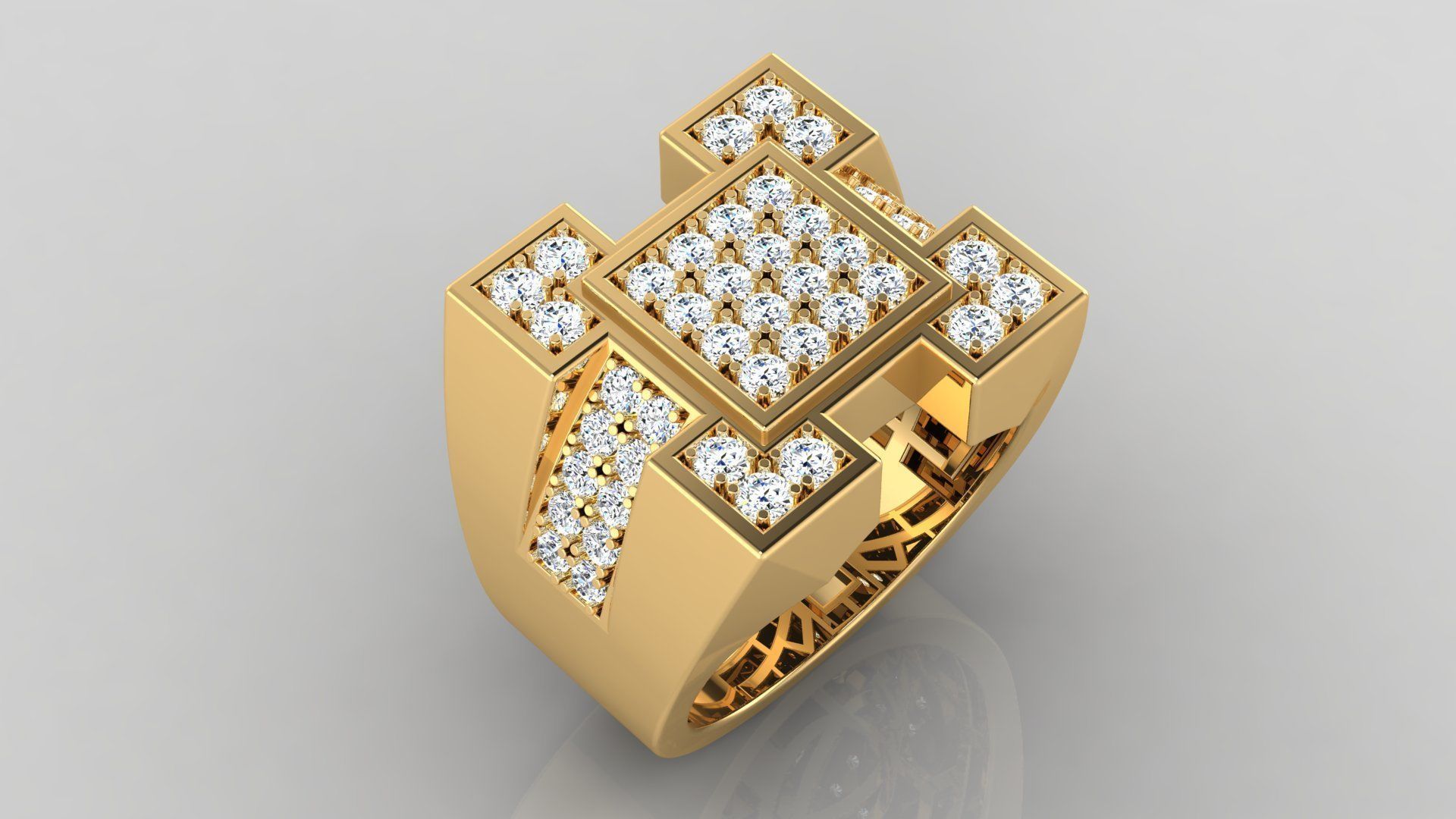 Ring M32 Mens luxury ring with gem 3D print model_2