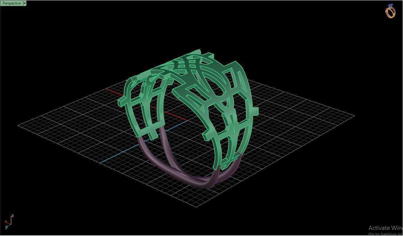 Ring M32 Mens luxury ring with gem 3D print model_45