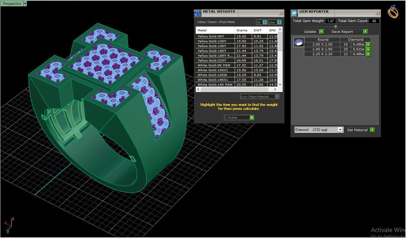Ring M32 Mens luxury ring with gem 3D print model_38
