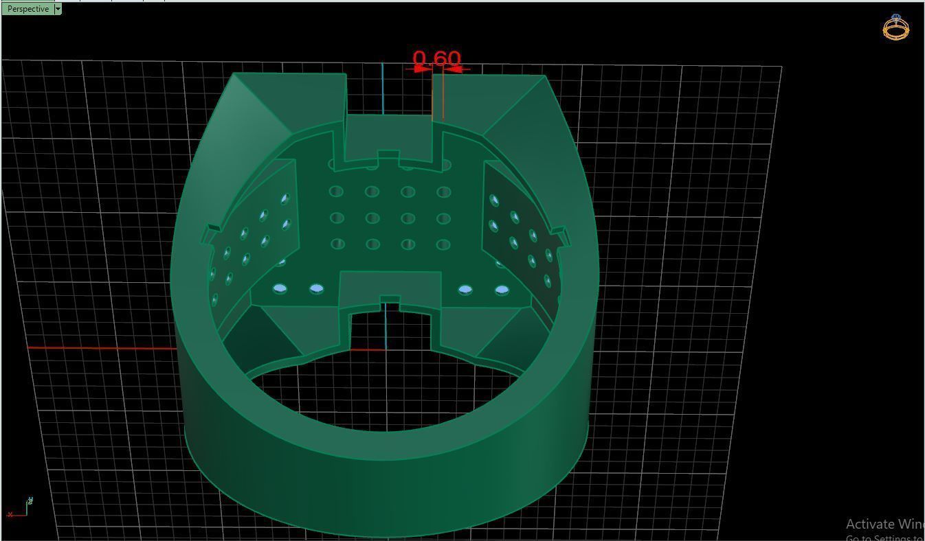 Ring M32 Mens luxury ring with gem 3D print model_35