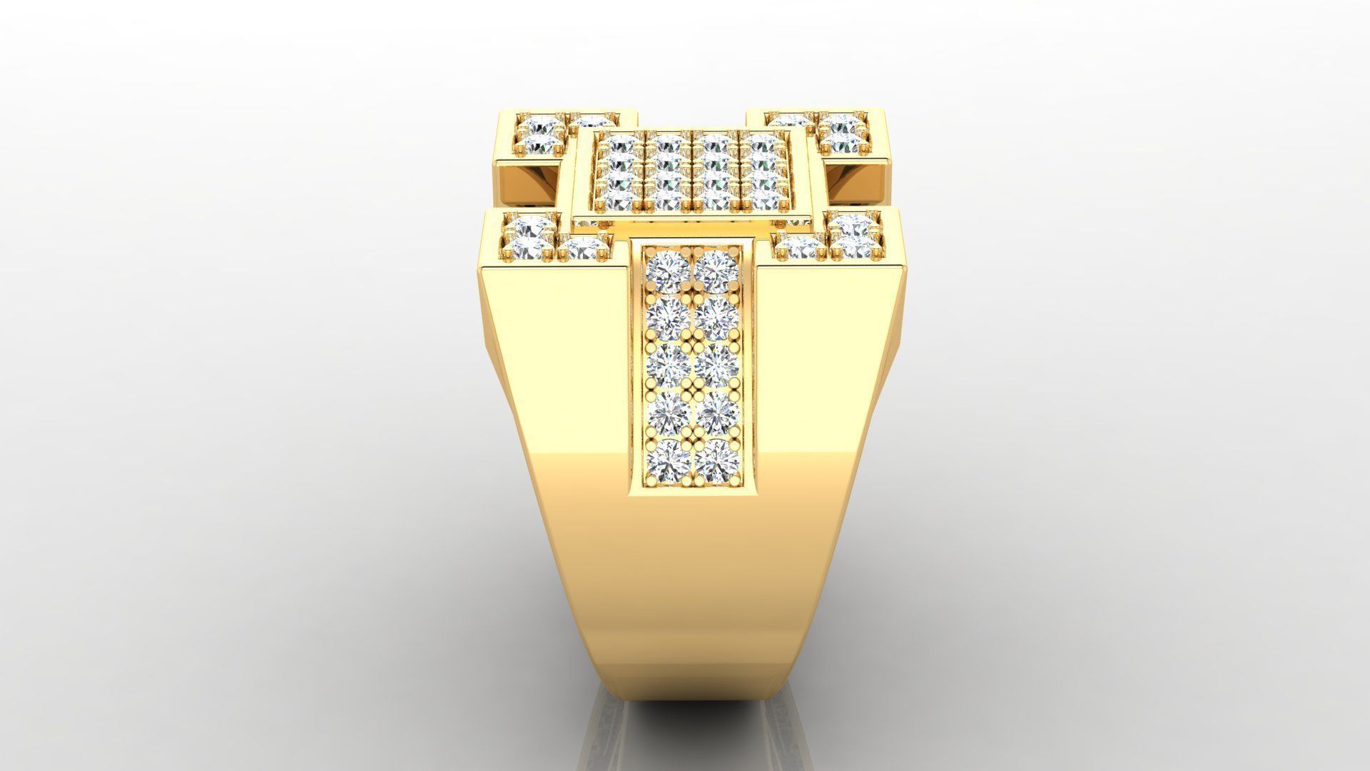 Ring M32 Mens luxury ring with gem 3D print model_5