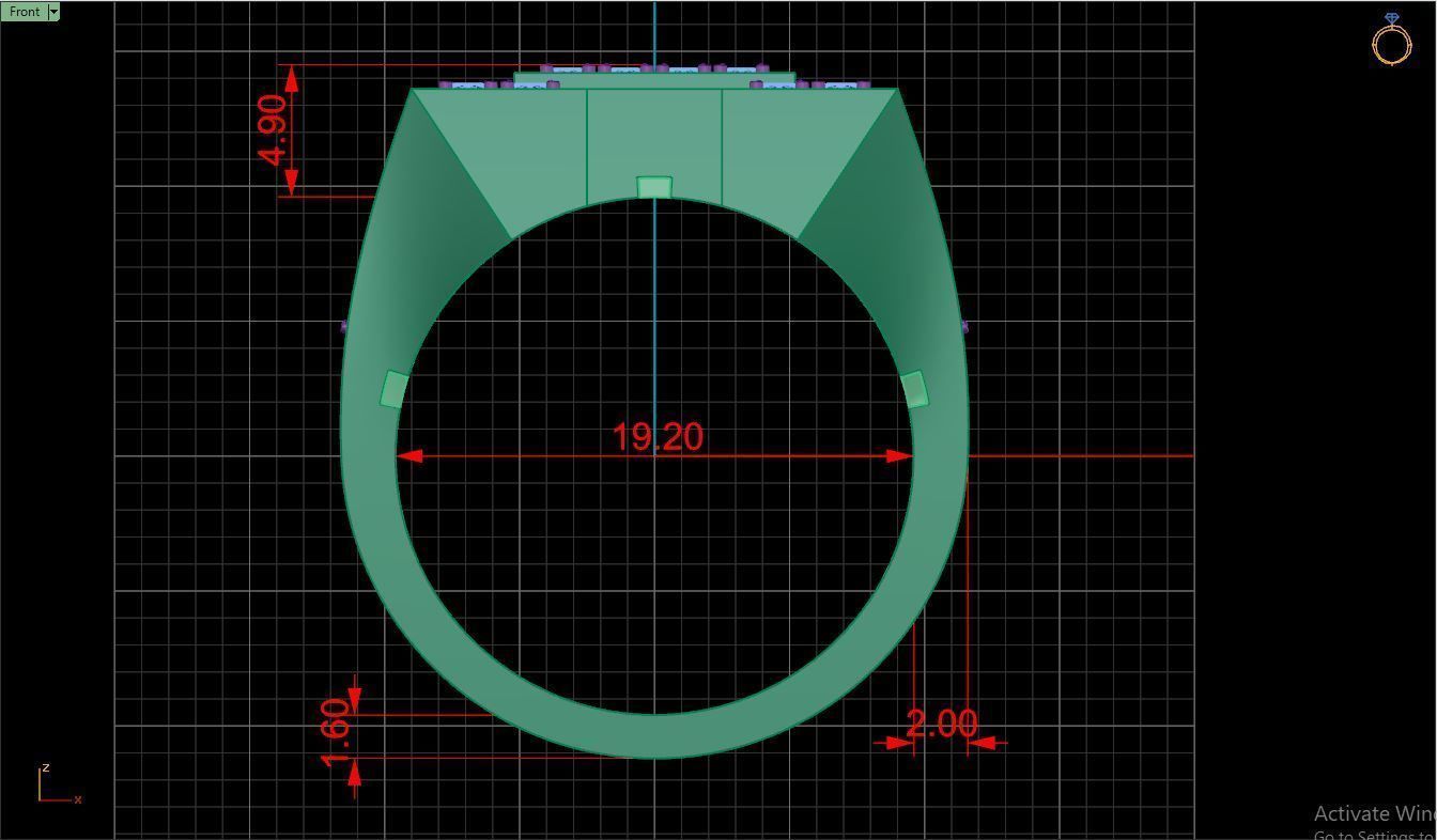 Ring M32 Mens luxury ring with gem 3D print model_32