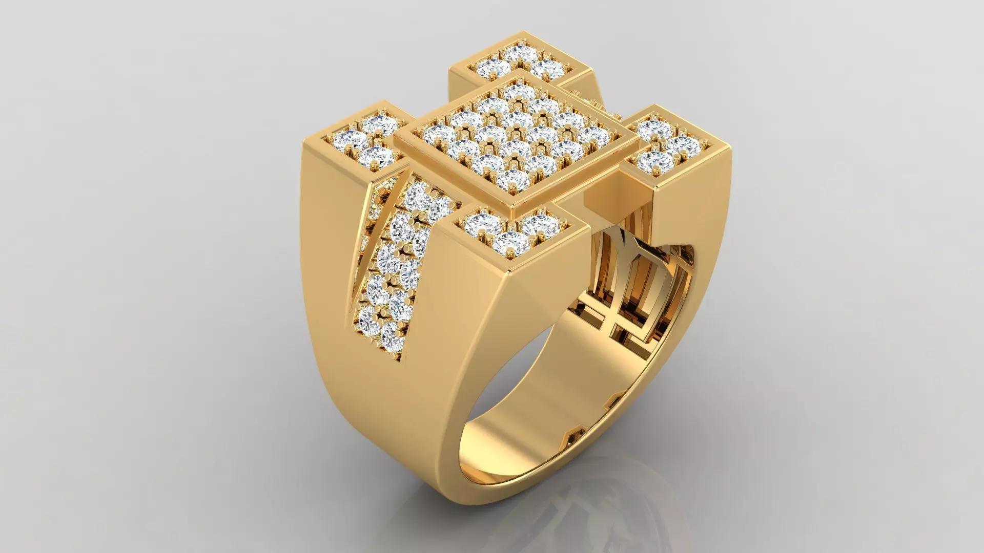 Ring M32 Mens luxury ring with gem 3D print model_0