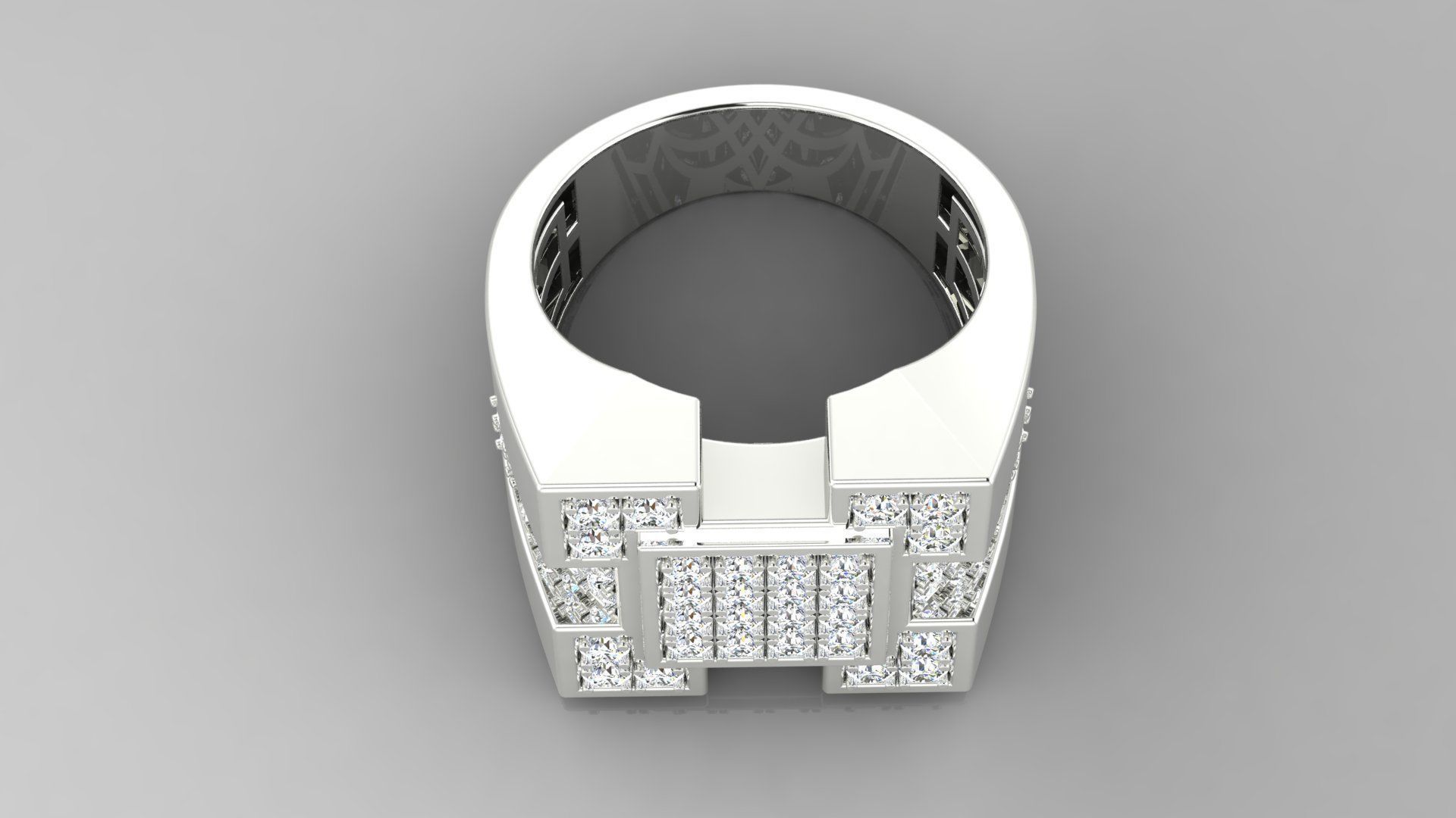 Ring M32 Mens luxury ring with gem 3D print model_27