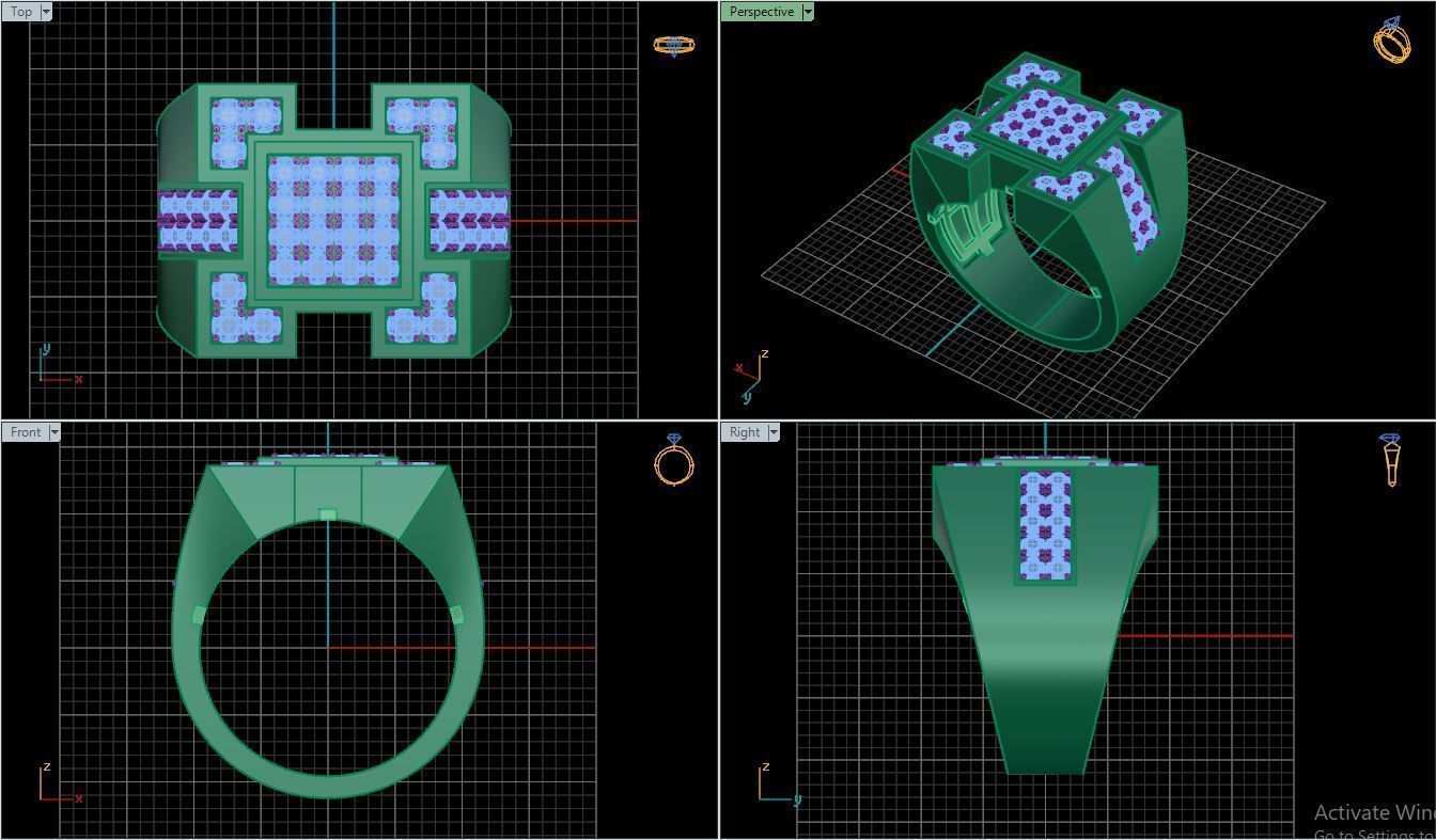 Ring M32 Mens luxury ring with gem 3D print model_28