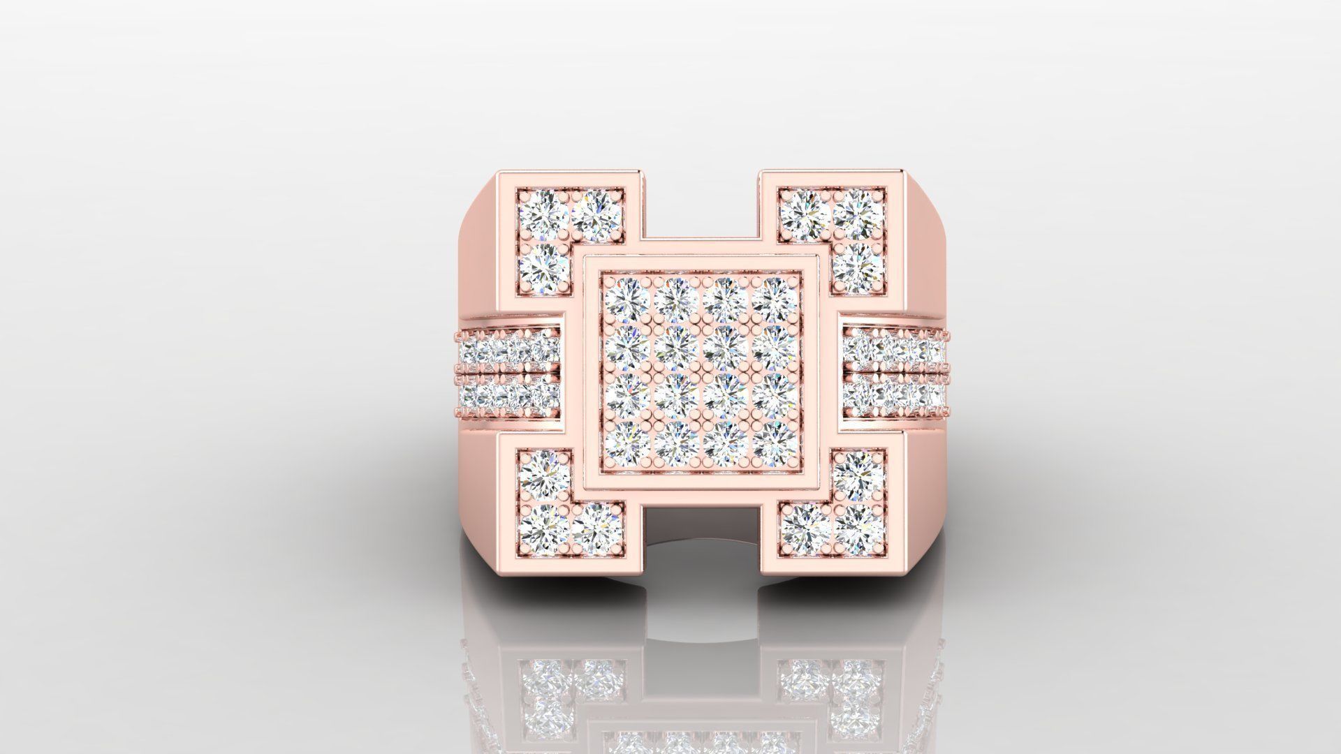 Ring M32 Mens luxury ring with gem 3D print model_19