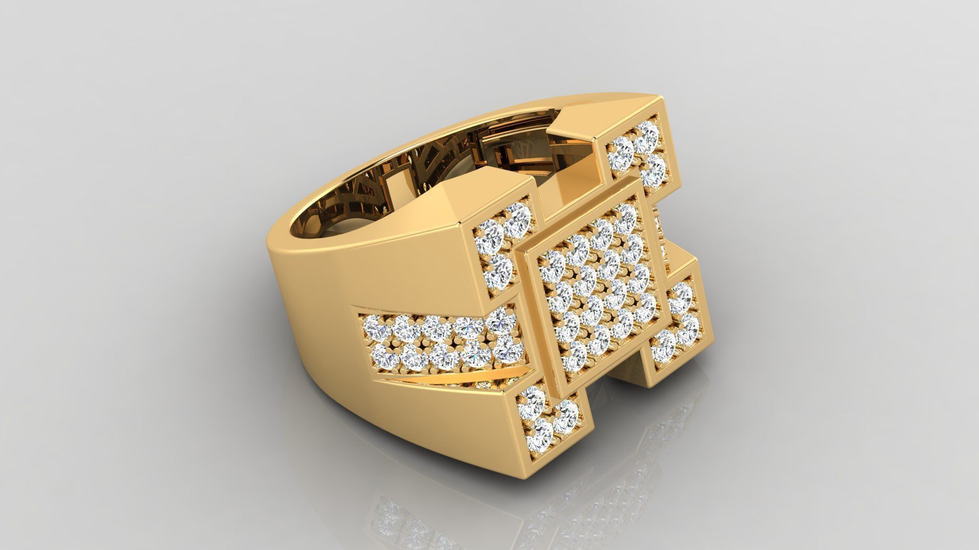 Ring M32 Mens luxury ring with gem 3D print model_8