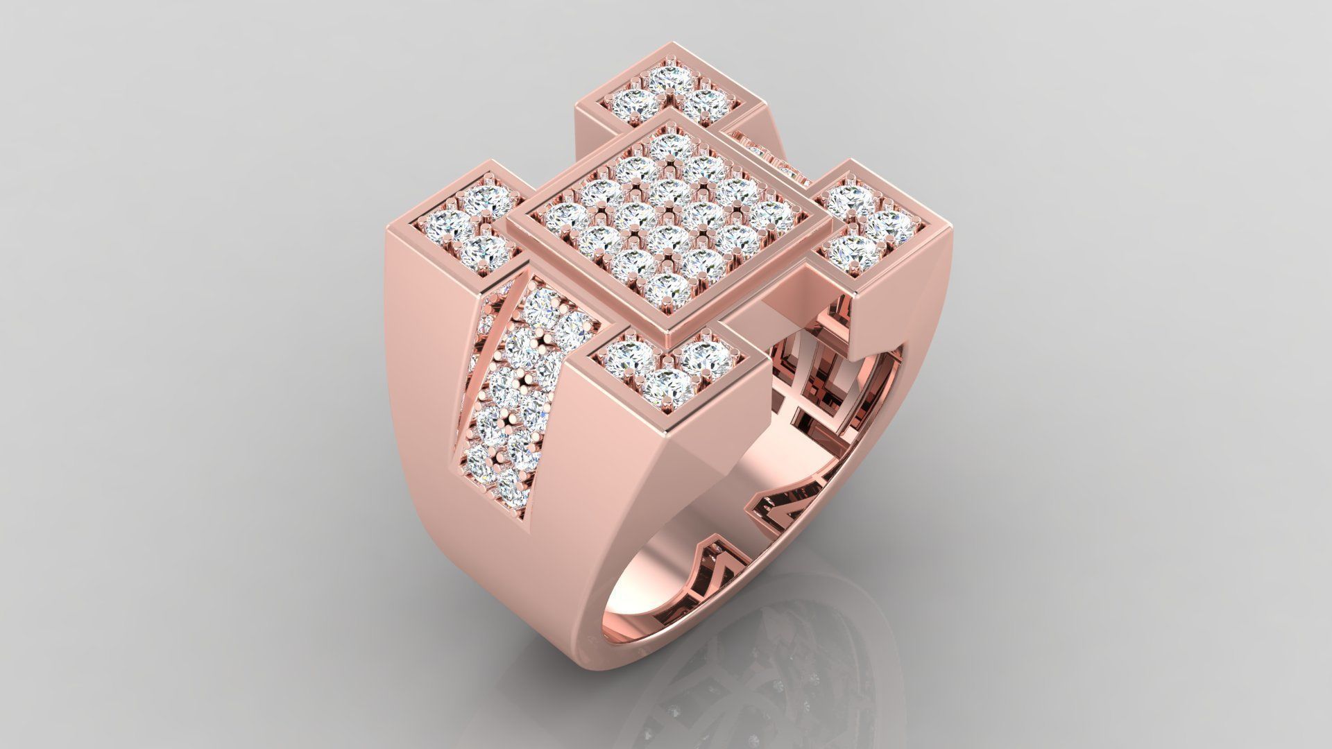 Ring M32 Mens luxury ring with gem 3D print model_13