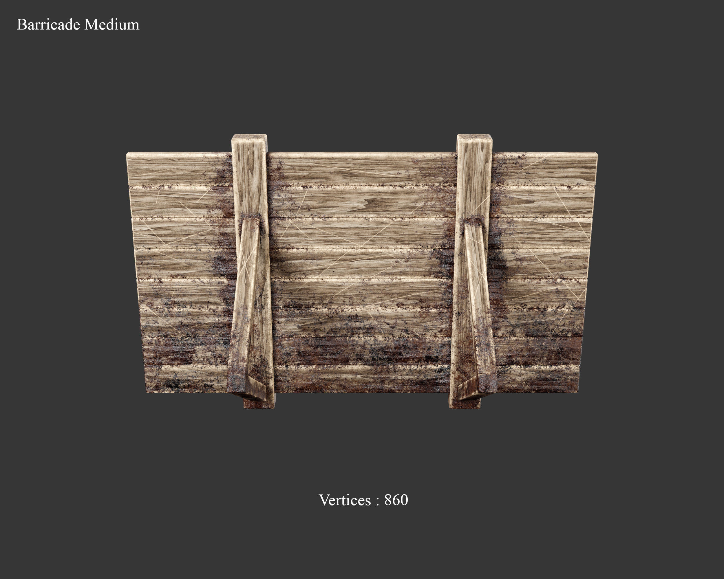 Medieval Defense Wood Barricade Low-poly 3D model_12