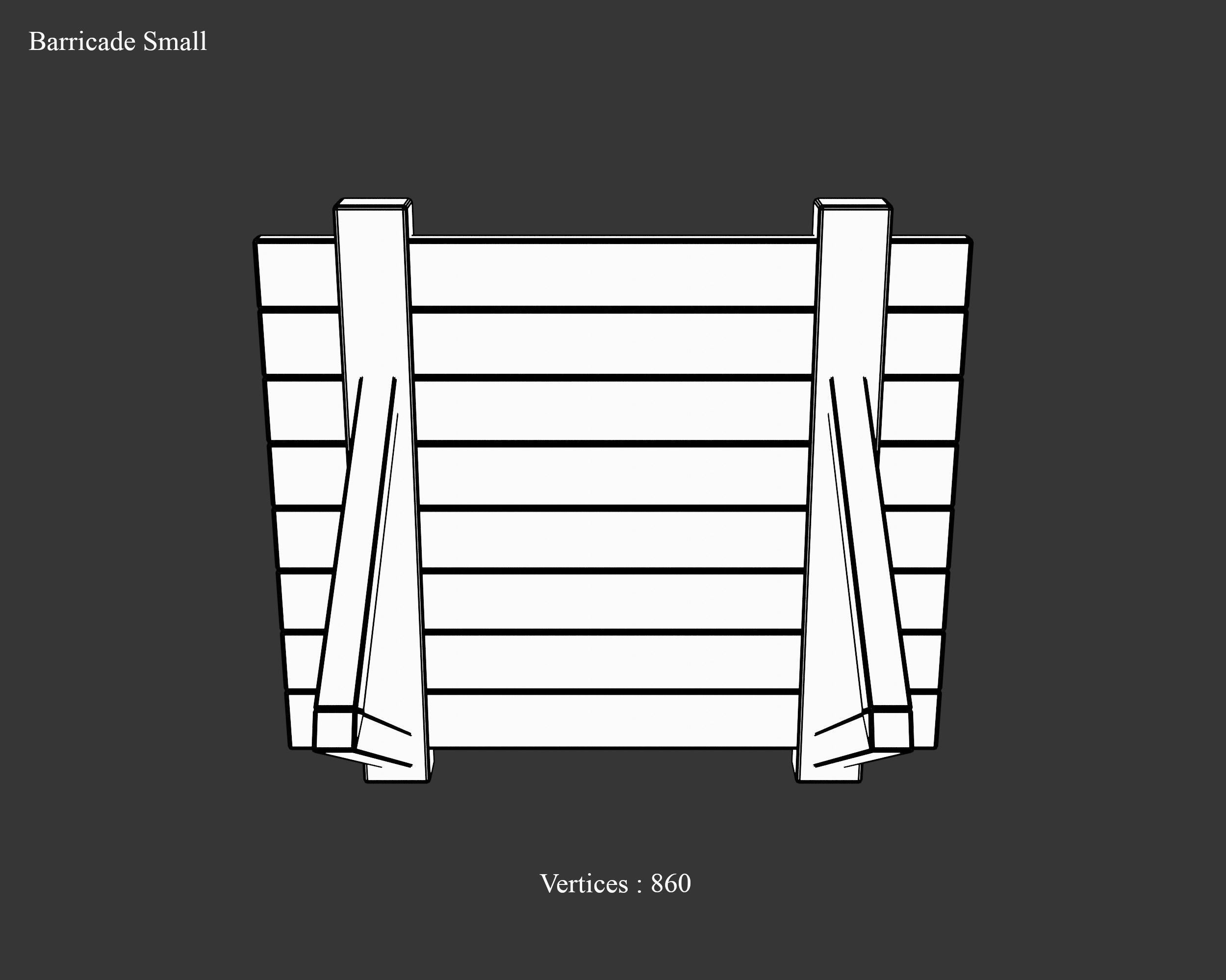 Medieval Defense Wood Barricade Low-poly 3D model_20