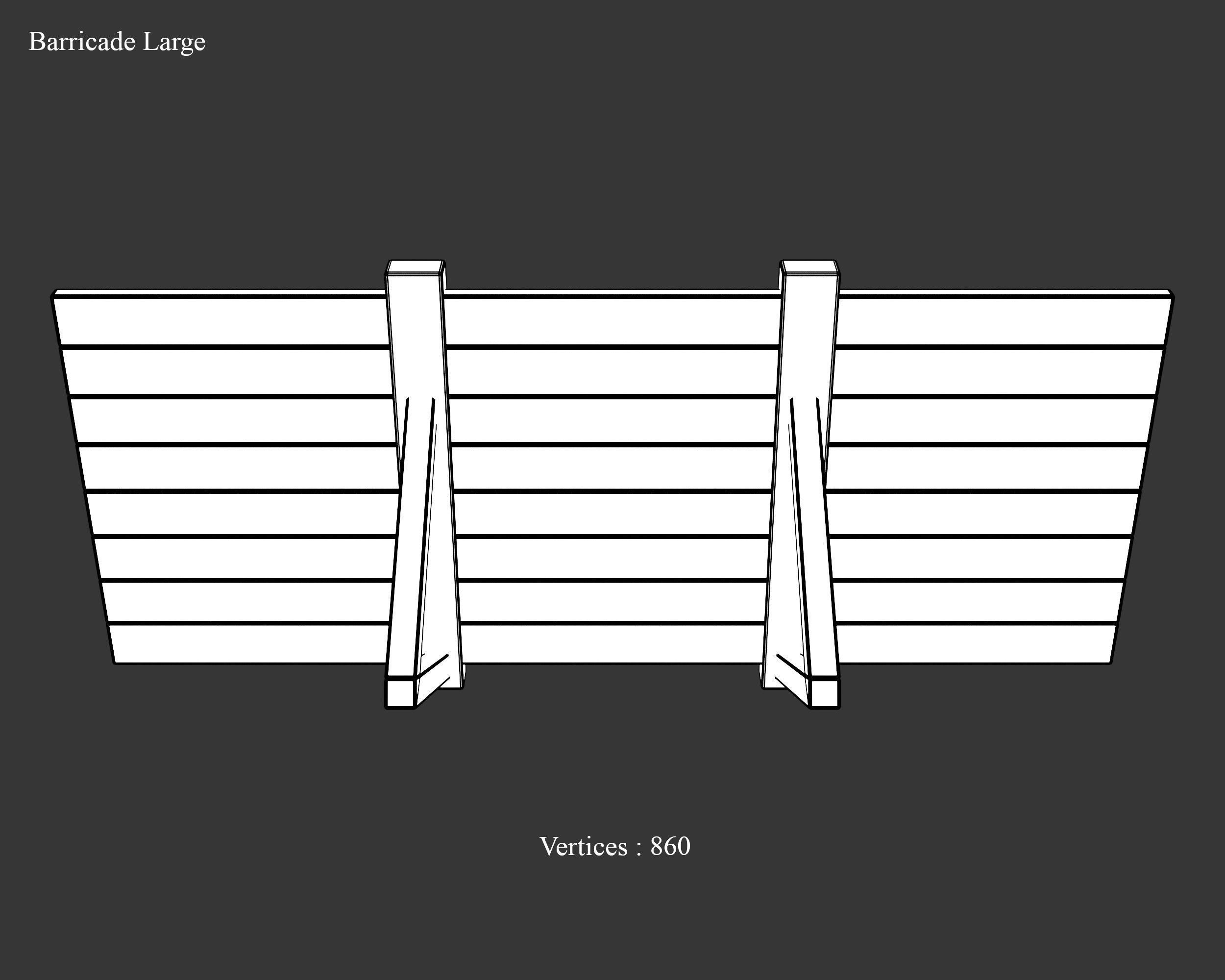Medieval Defense Wood Barricade Low-poly 3D model_8