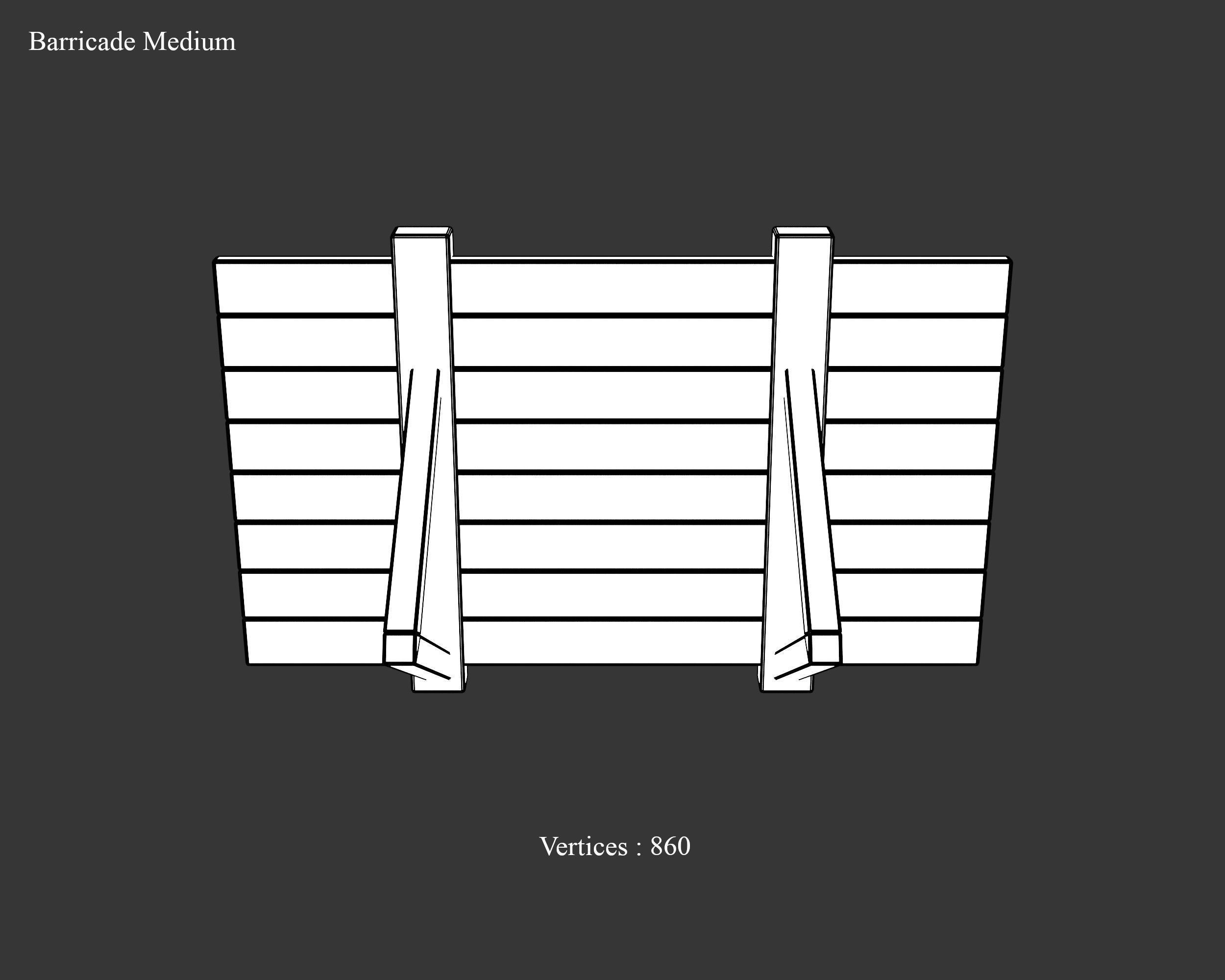 Medieval Defense Wood Barricade Low-poly 3D model_14